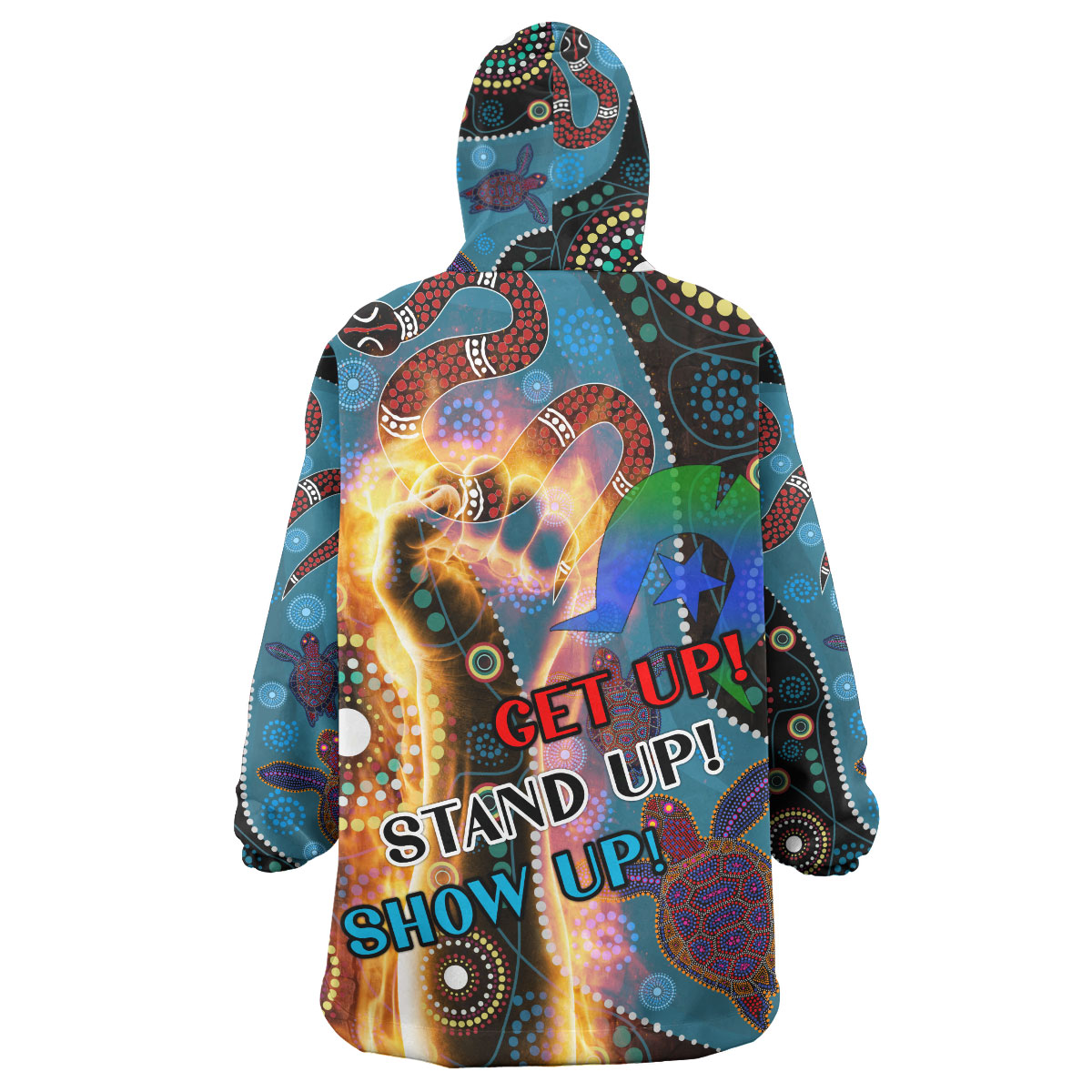 NAIDOC Week 2023 Wearable Blanket Hoodie - Custom Aboriginal Inspired Snake Patterns Wearable Blanket Hoodie - Vibe Hoodie Shop