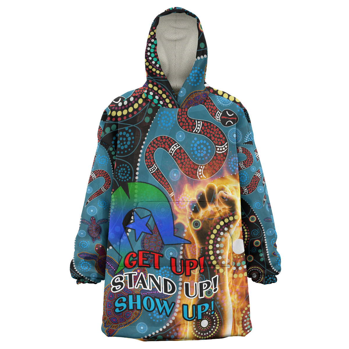 NAIDOC Week 2023 Wearable Blanket Hoodie - Custom Aboriginal Inspired Snake Patterns Wearable Blanket Hoodie - Vibe Hoodie Shop