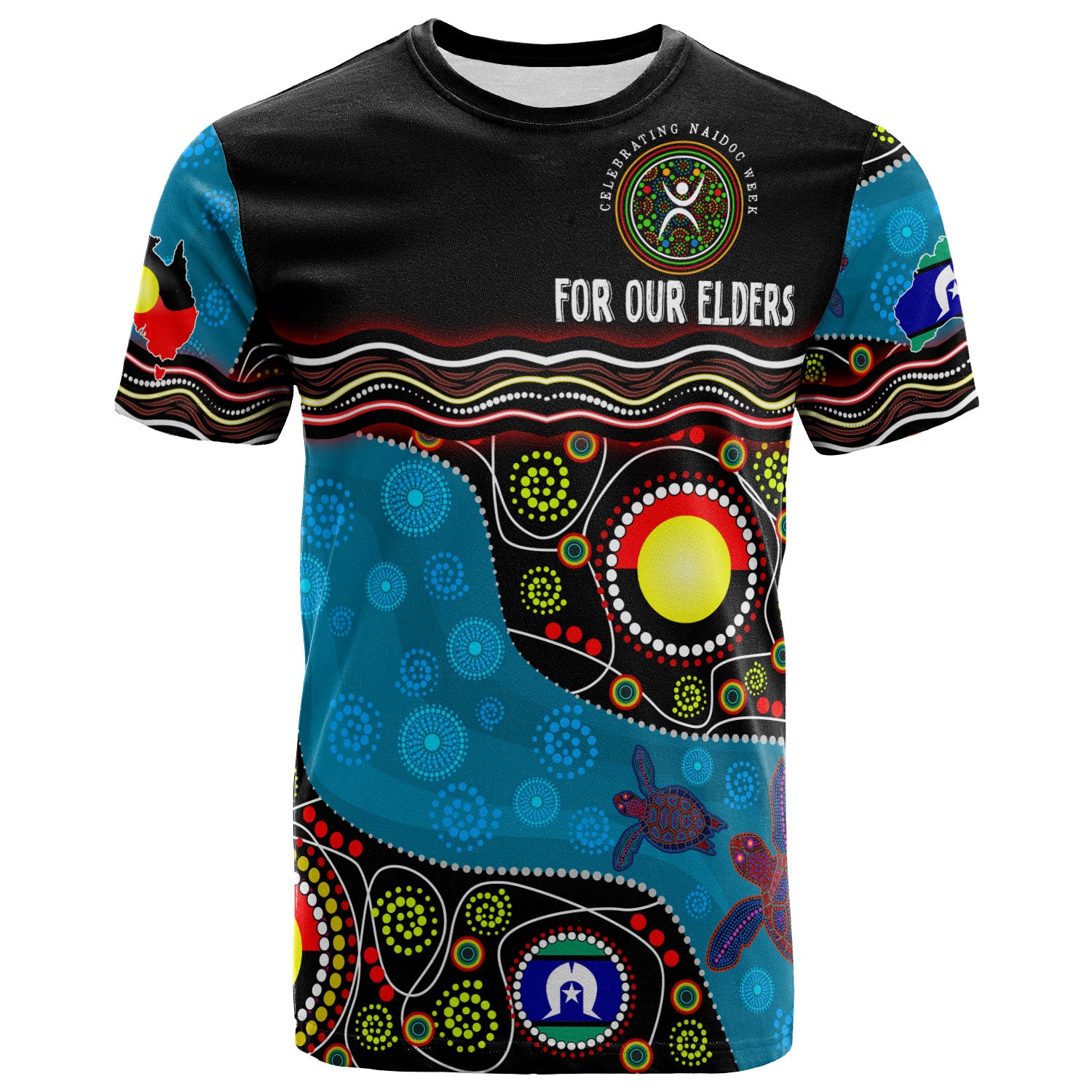 NAIDOC Week 2023 T-shirt - Custom Australia Culture Art With River And Tortoise Aboriginal Inspired Dot Art T-shirt - Vibe Hoodie Shop