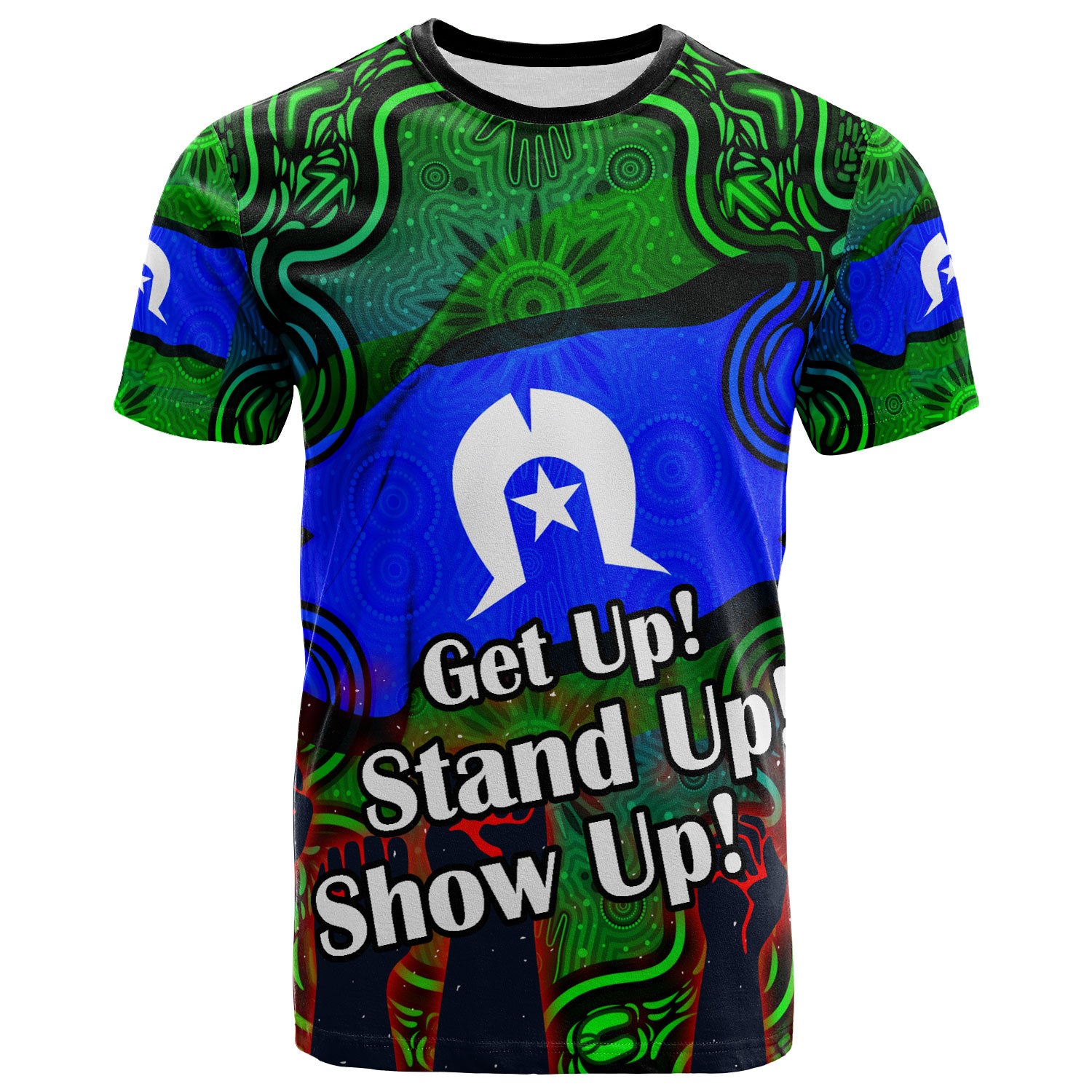 Australia NAIDOC Week 2023 T-shirt - Custom Black Raised Hands With Aboriginal Inspired Patterns T-shirt - Vibe Hoodie Shop