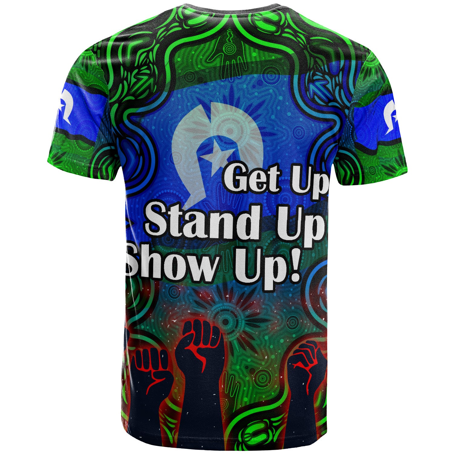 Australia NAIDOC Week 2023 T-shirt - Custom Black Raised Hands With Aboriginal Inspired Patterns T-shirt - Vibe Hoodie Shop