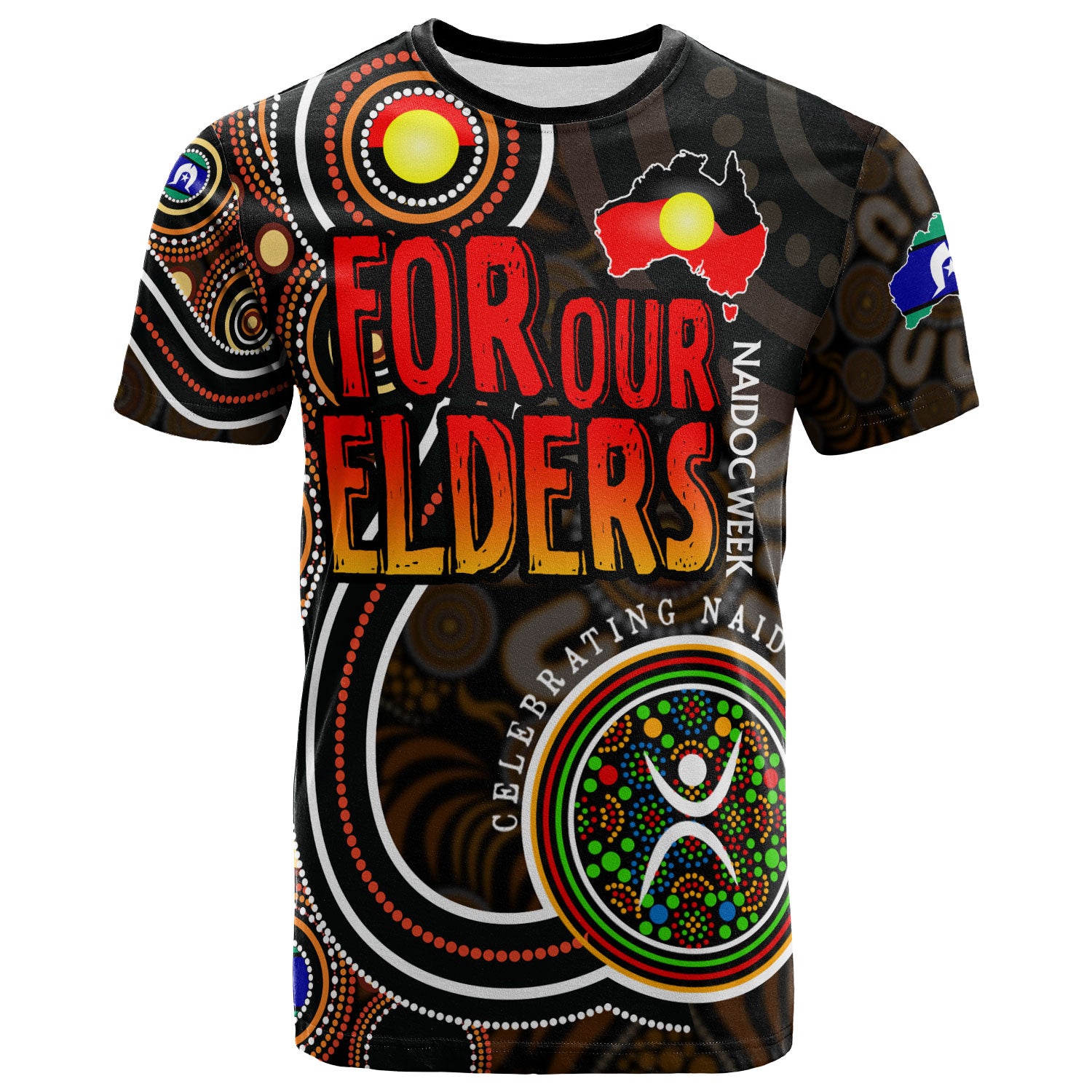 NAIDOC Week 2023 T-shirt - Custom For Our Elders Aboriginal Inspired Dot Art T-shirt - Vibe Hoodie Shop