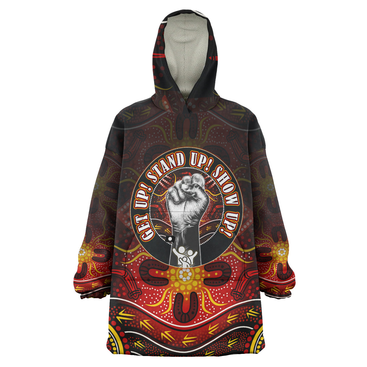 NAIDOC Week 2023 Wearable Blanket Hoodie - Custom Naidoc Family Aboriginal Inspired Dot Art Wearable Blanket Hoodie - Vibe Hoodie Shop