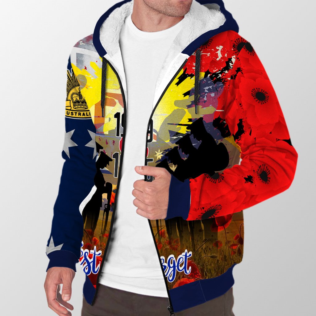 Sherpa Hoodie - ANZAC Day 2021 World War II Commemoration 1939 - 1945 - Vibe Hoodie Shop