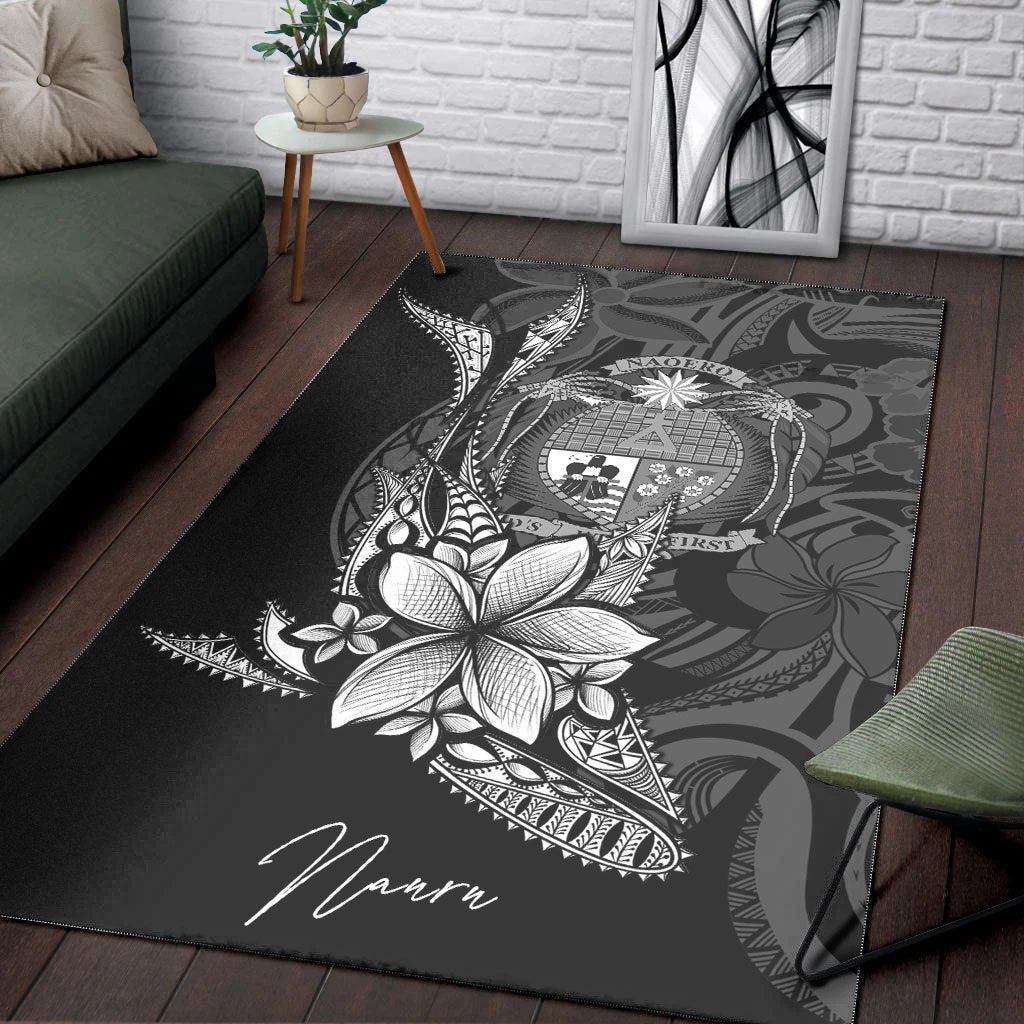 Nauru Area Rug - Fish With Plumeria Flowers Style - Vibe Hoodie Shop