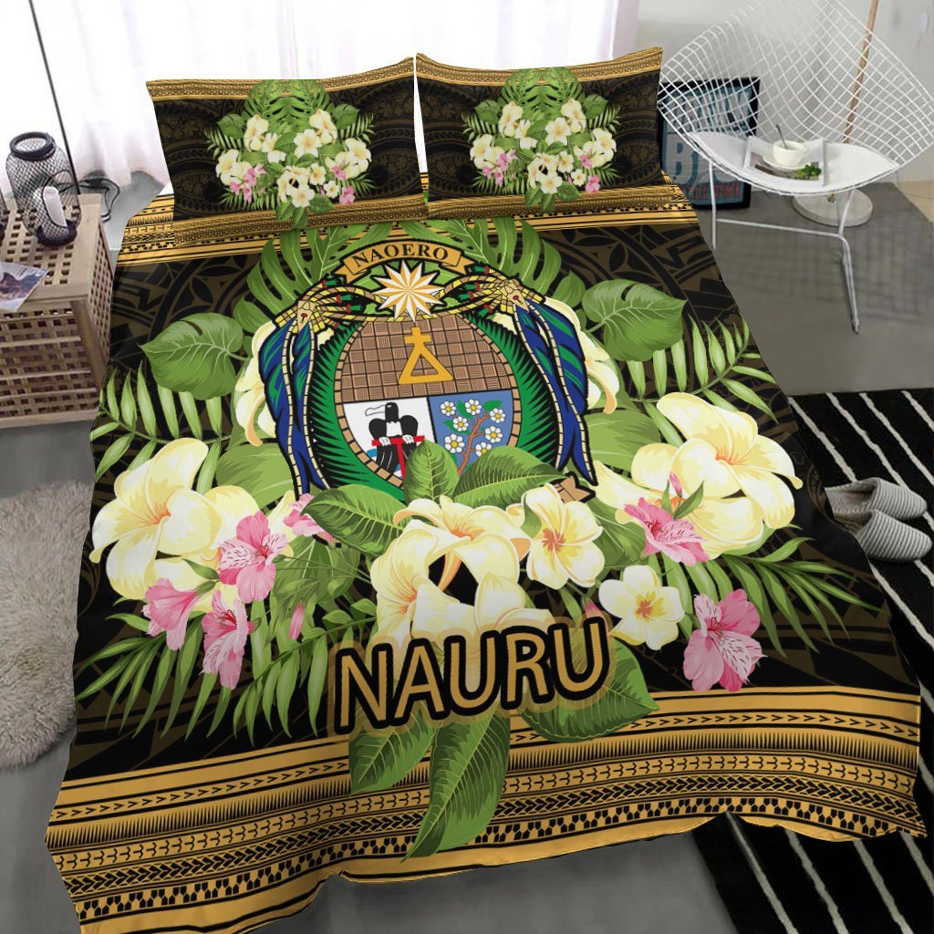 Nauru Bedding Set - Polynesian Gold Patterns Collection - Vibe Hoodie Shop