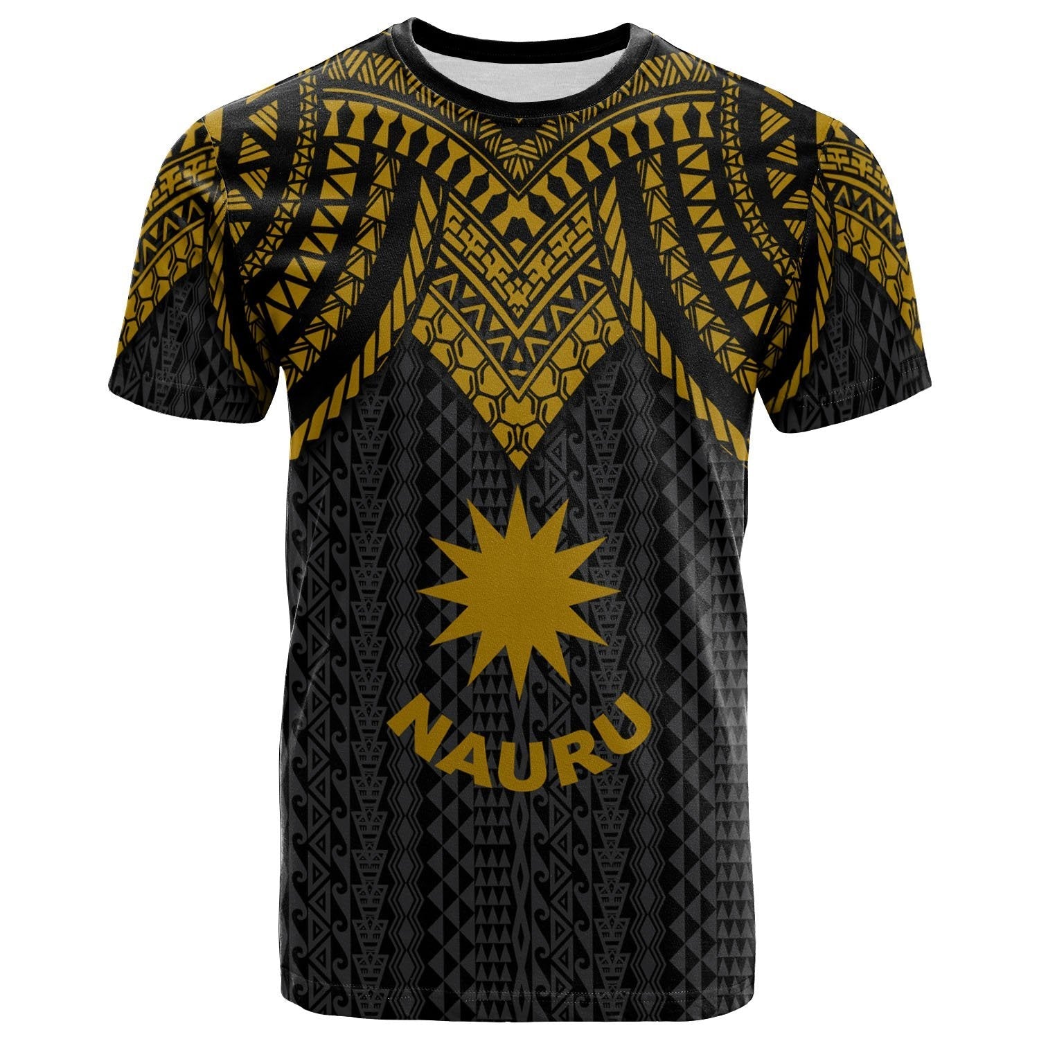 Vibe Hoodie Nauru T shirt - Polynesian Armor Style Gold - Vibe Hoodie Shop