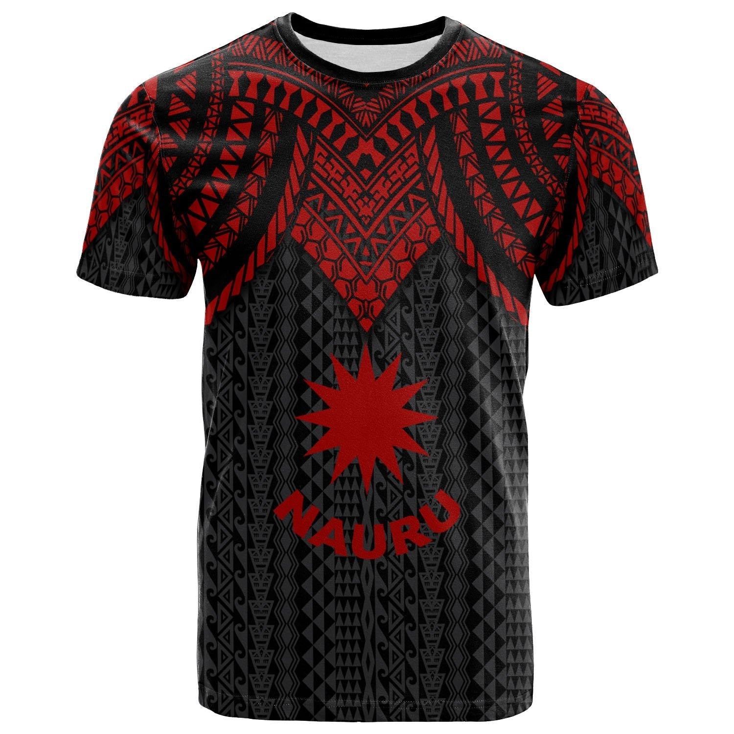 Vibe Hoodie Nauru T shirt - Polynesian Armor Style Red - Vibe Hoodie Shop