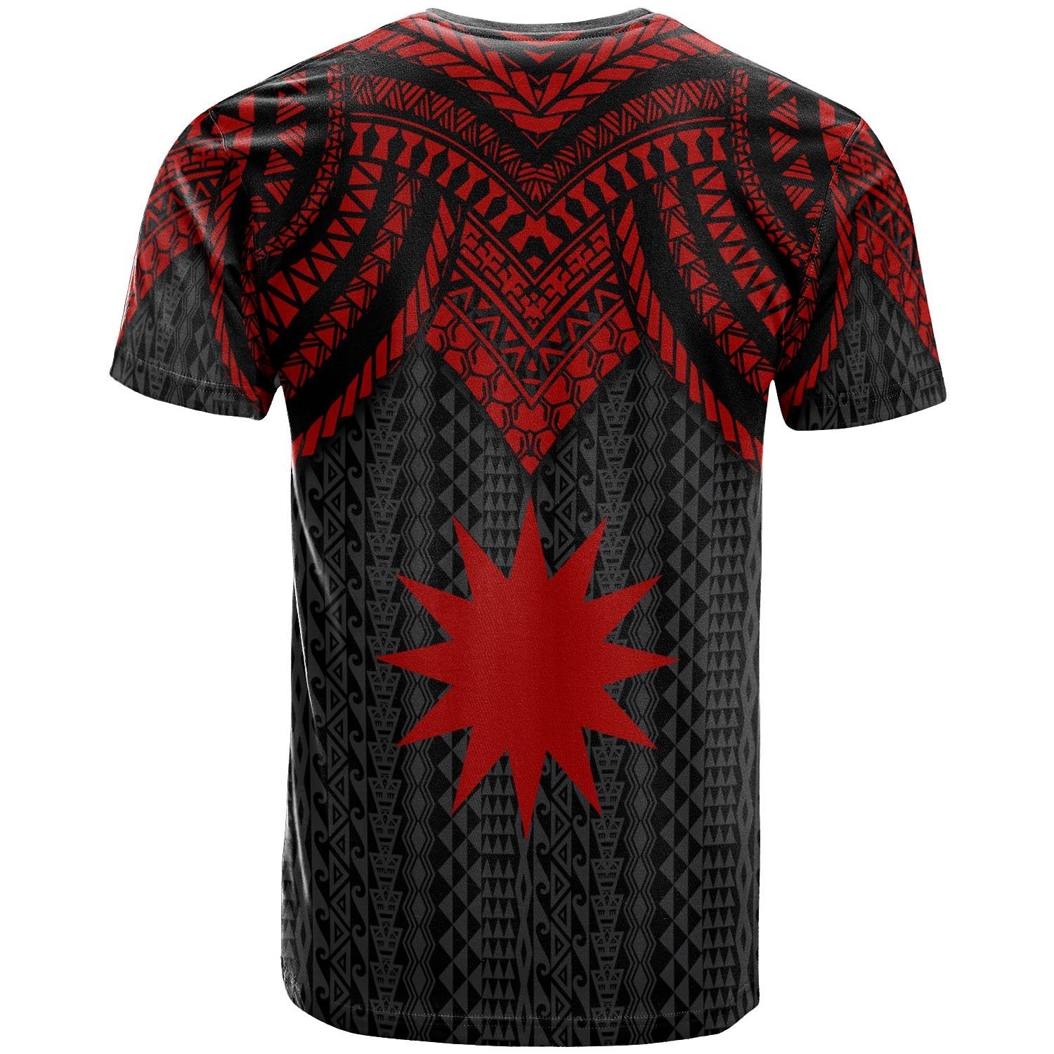 Vibe Hoodie Nauru Custom Personalised T shirt - Polynesian Armor Style Red - Vibe Hoodie Shop
