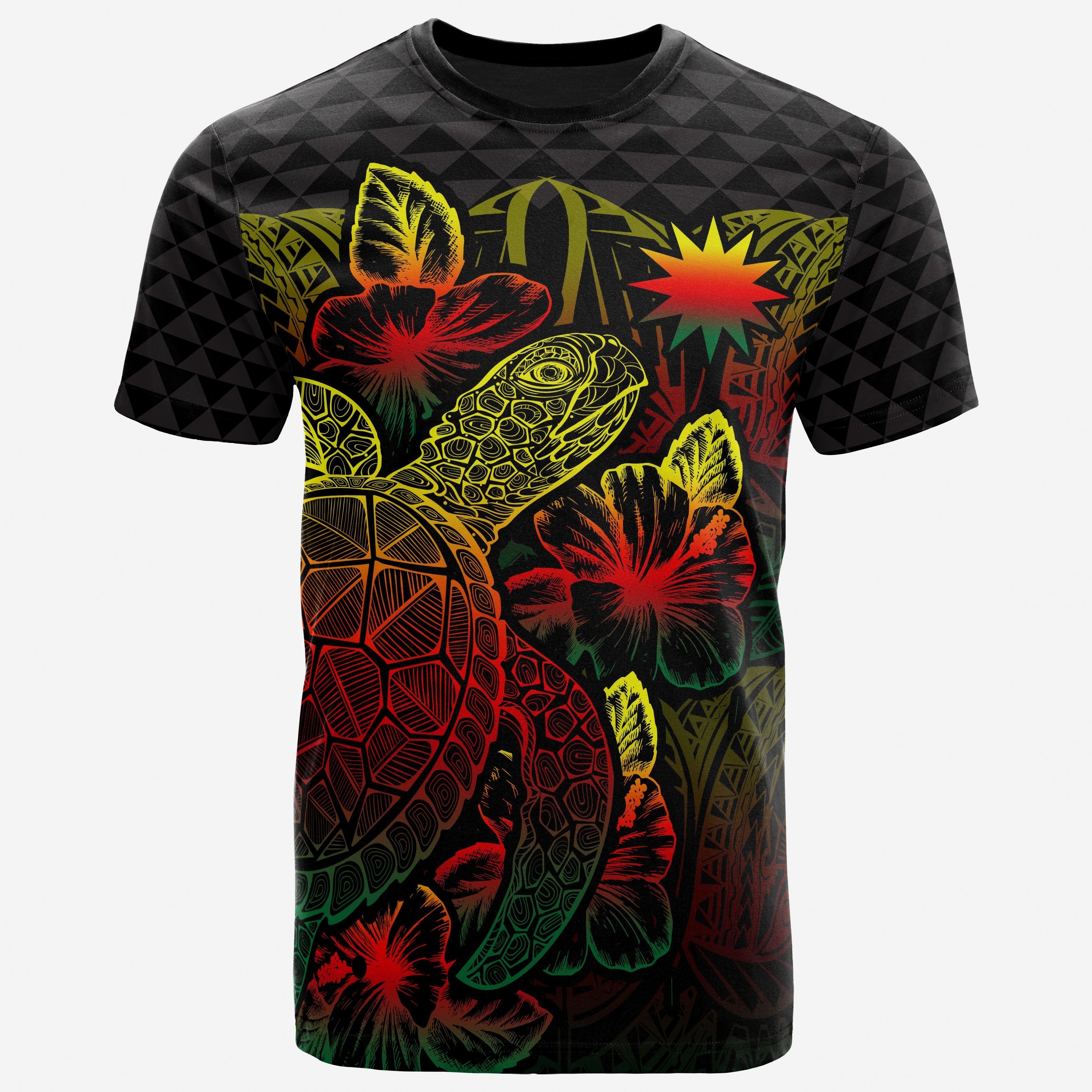 Vibe Hoodie Nauru T shirt - Nauru Flag Turtle Hibiscus Reggae - Vibe Hoodie Shop