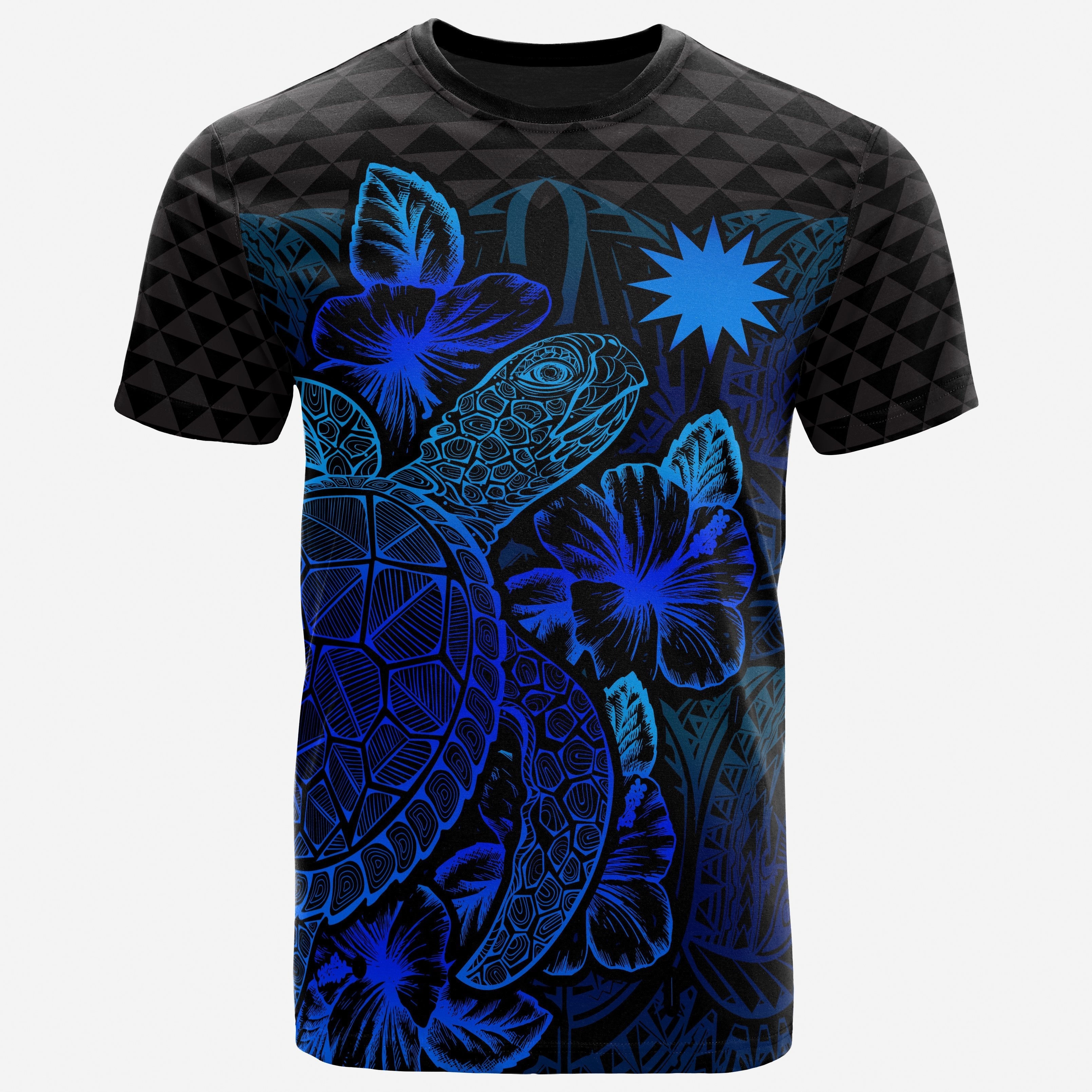 Vibe Hoodie Nauru T shirt - Nauru Flag Turtle Hibiscus Blue - Vibe Hoodie Shop