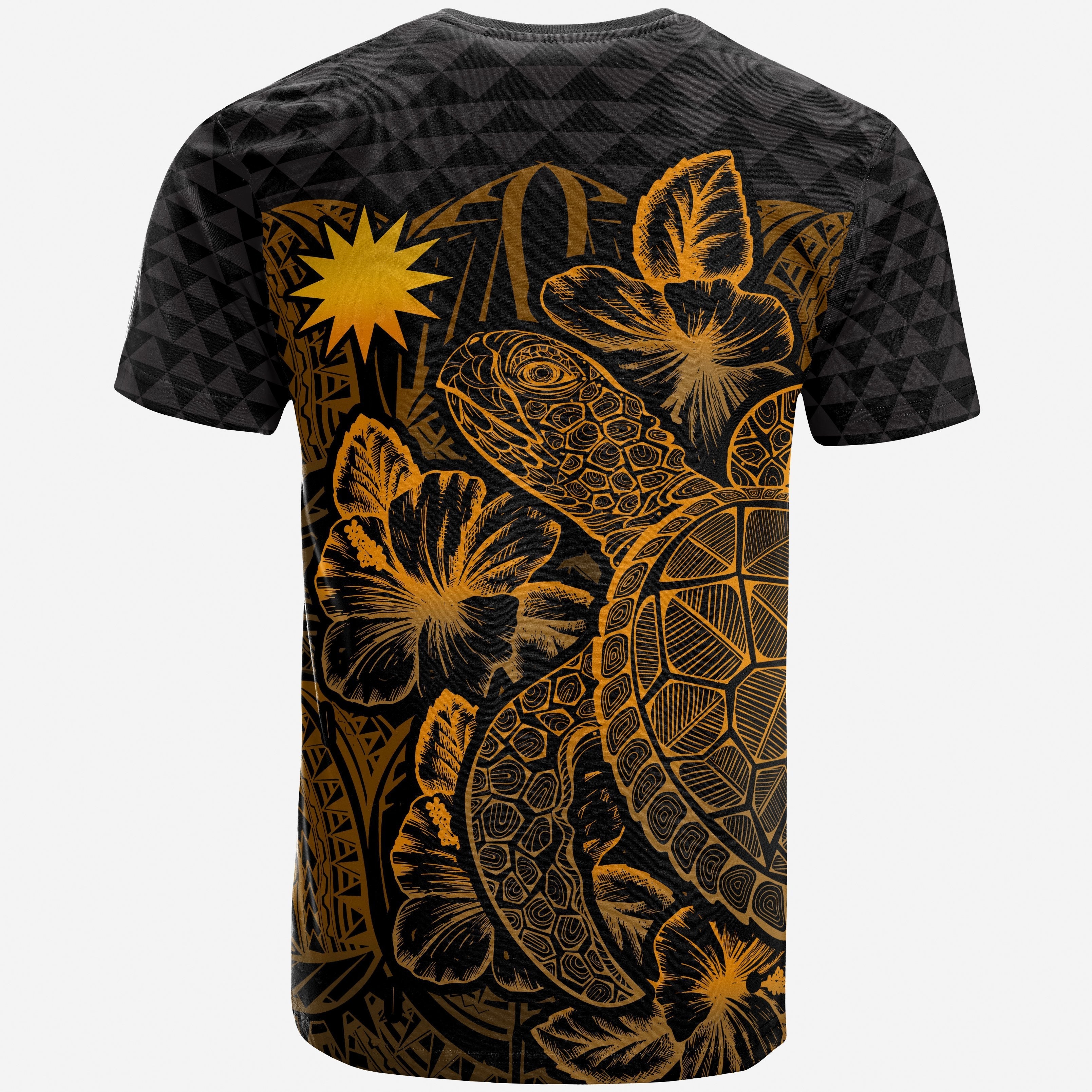 Vibe Hoodie Nauru T shirt - Nauru Flag Turtle Hibiscus Gold - Vibe Hoodie Shop