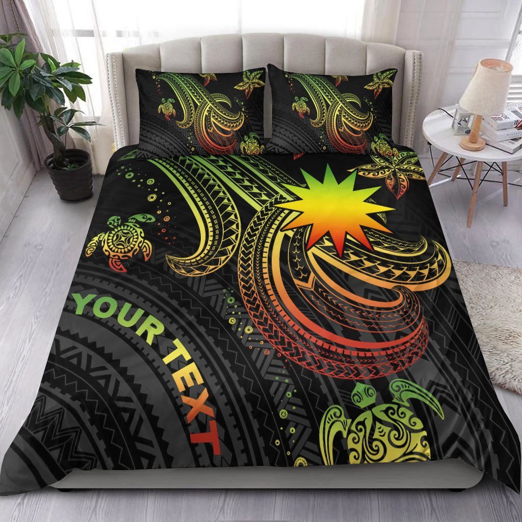 Nauru Custom Personalised Bedding Set - Reggae Turtle - Vibe Hoodie Shop