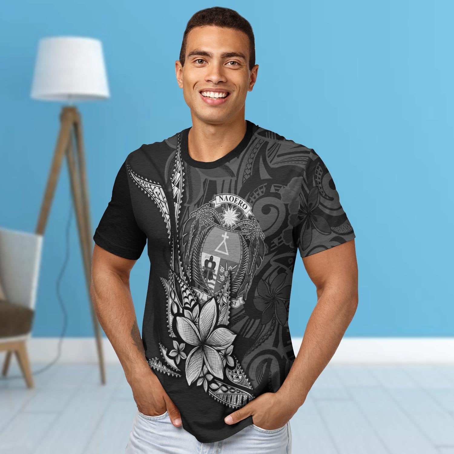 Nauru T shirt - Fish With Plumeria Flowers Style - Vibe Hoodie Shop