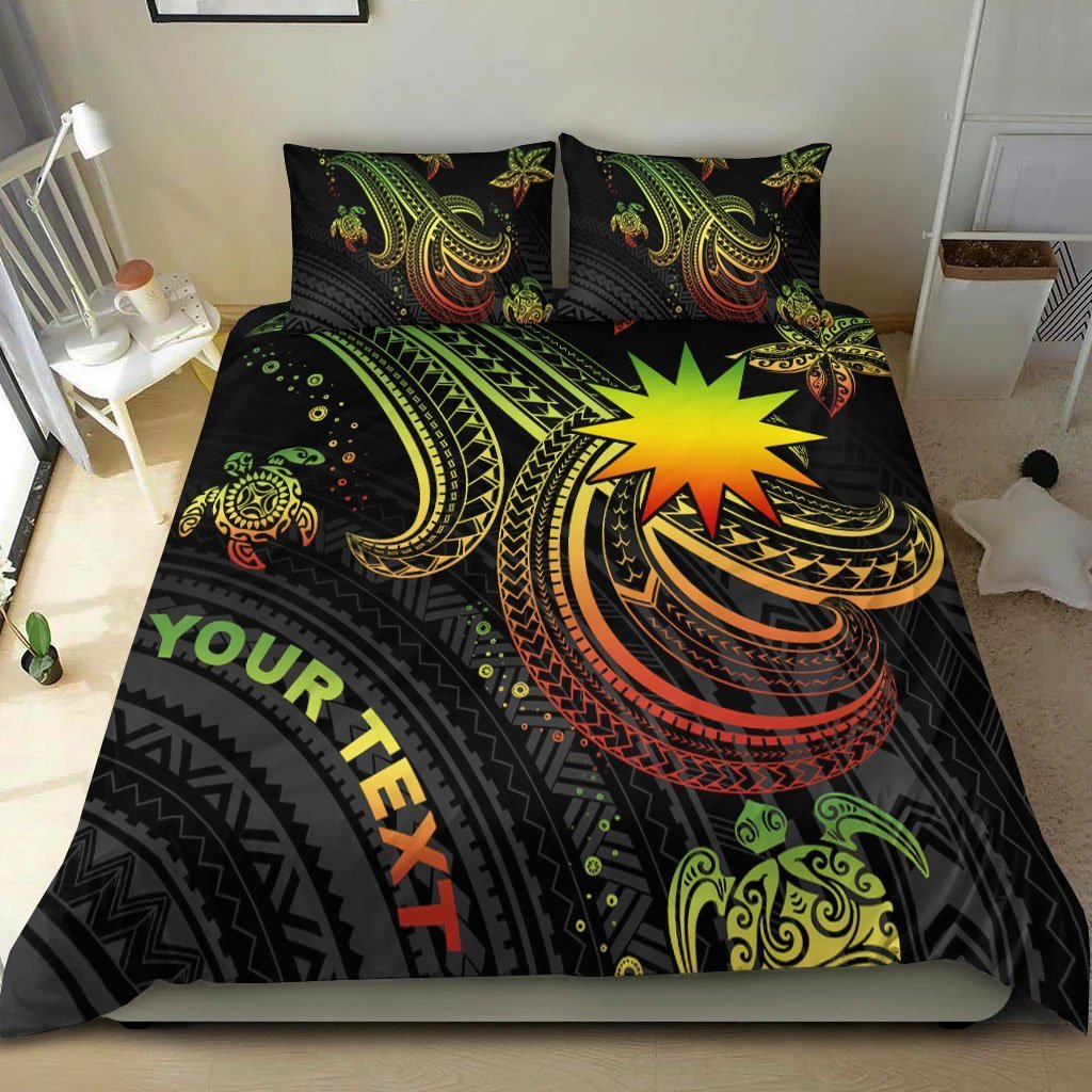 Nauru Custom Personalised Bedding Set - Reggae Turtle - Vibe Hoodie Shop
