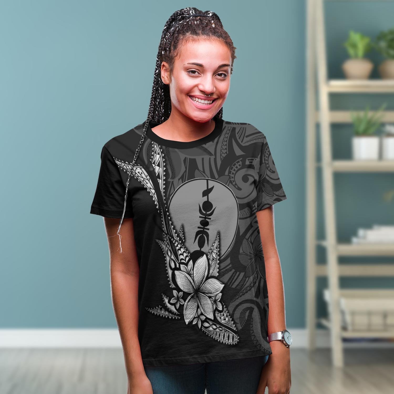 New Caledonia Custom Personalised T shirt - Fish With Plumeria Flowers Style - Vibe Hoodie Shop