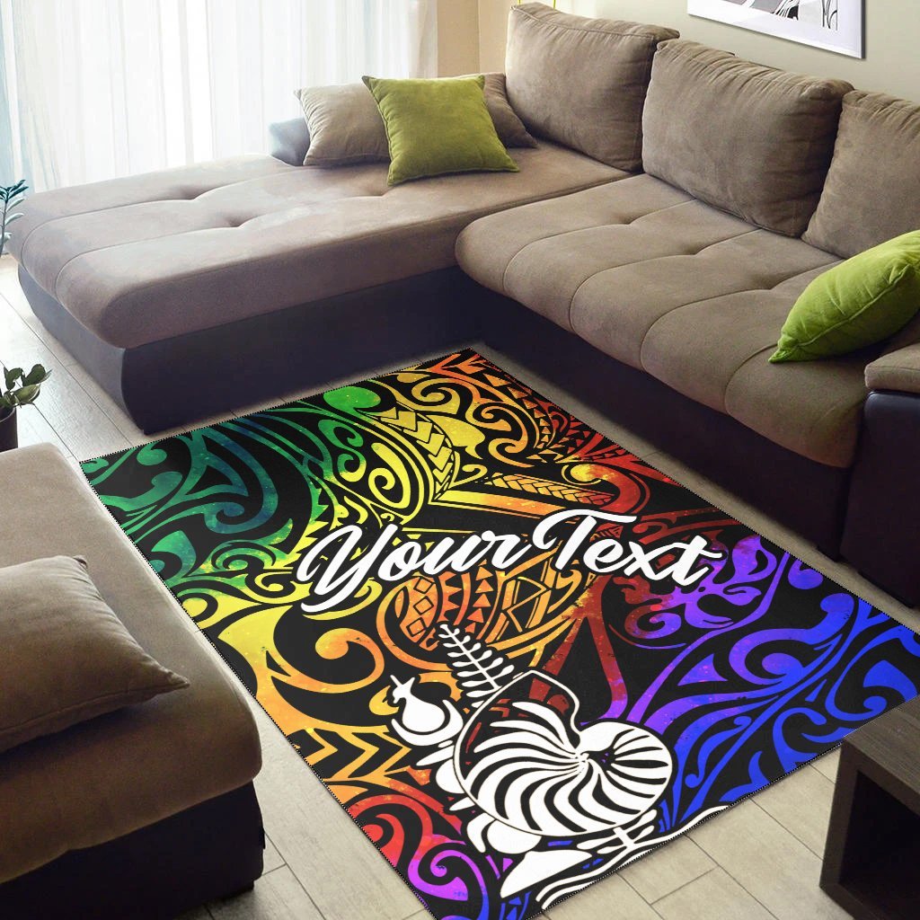 New Caledonia Custom Personalised Area Rug - Rainbow Polynesian Pattern - Vibe Hoodie Shop