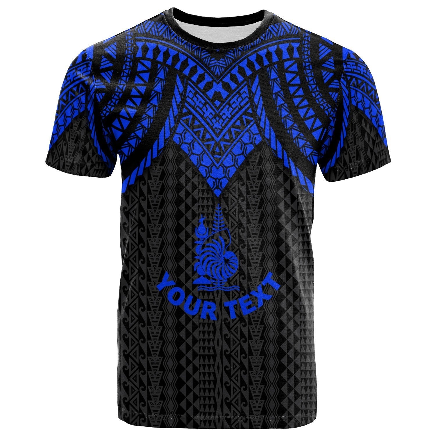 Vibe Hoodie New Caledonia Custom Personalised T shirt - Polynesian Armor Style Blue - Vibe Hoodie Shop