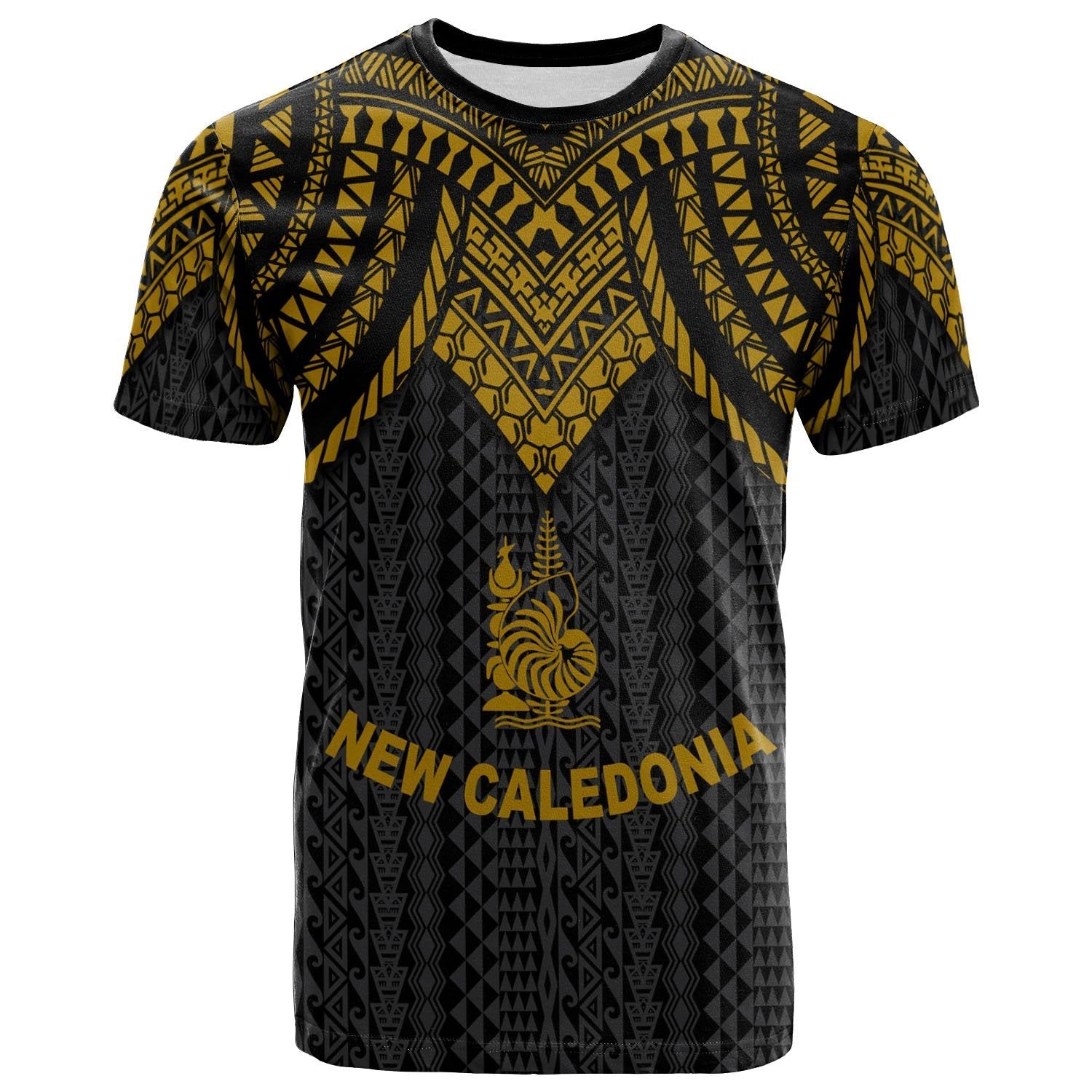 Vibe Hoodie New Caledonia T shirt - Polynesian Armor Style Gold - Vibe Hoodie Shop