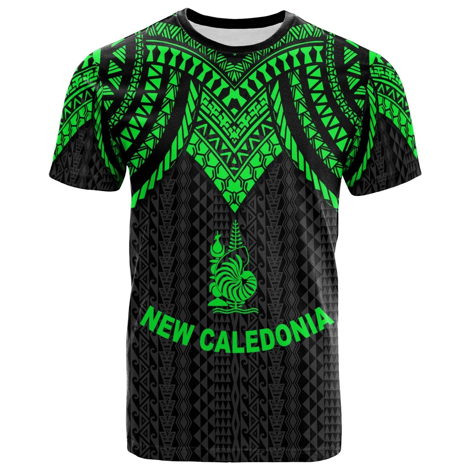 Vibe Hoodie New Caledonia T shirt - Polynesian Armor Style Green - Vibe Hoodie Shop