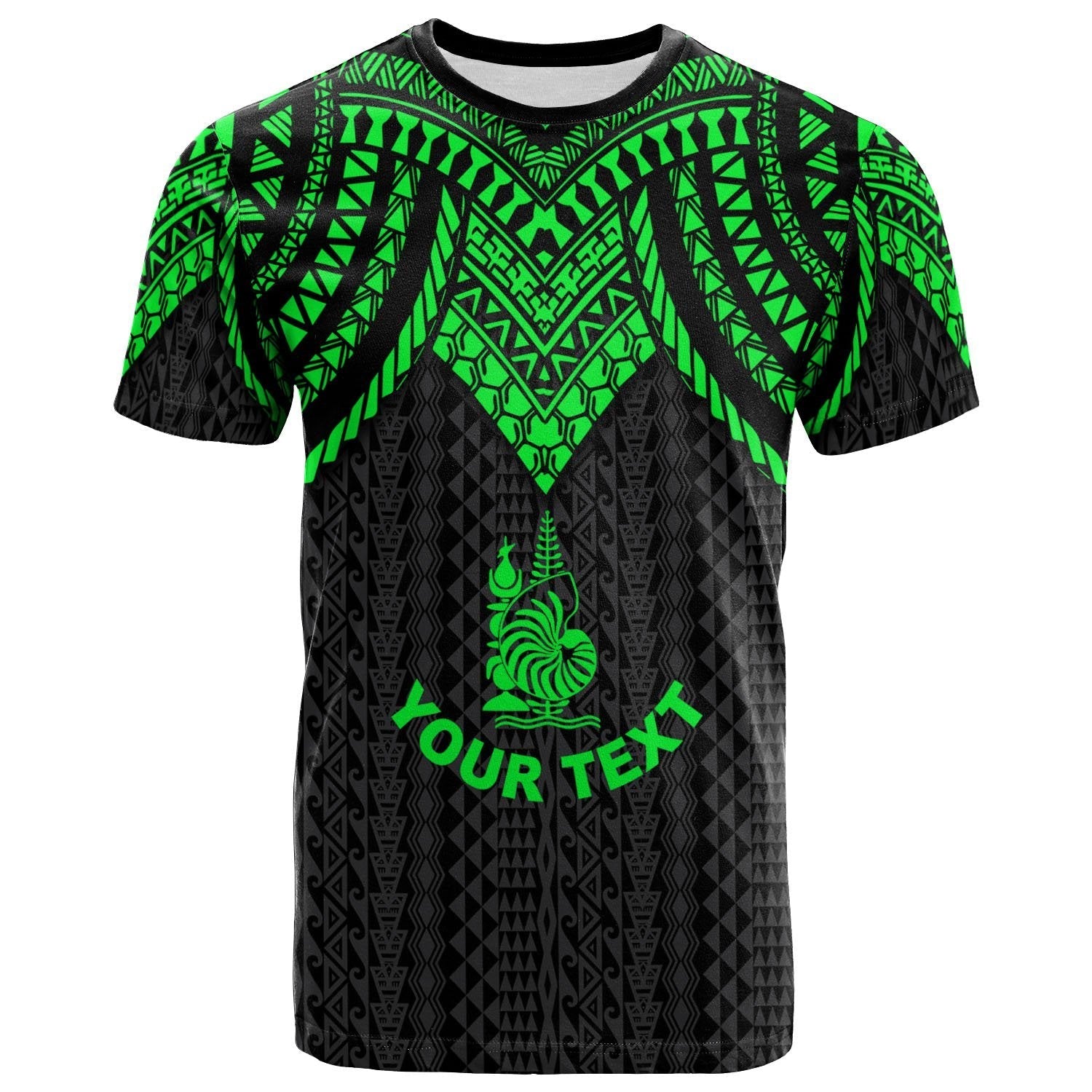 Vibe Hoodie New Caledonia Custom Personalised T shirt - Polynesian Armor Style Green - Vibe Hoodie Shop