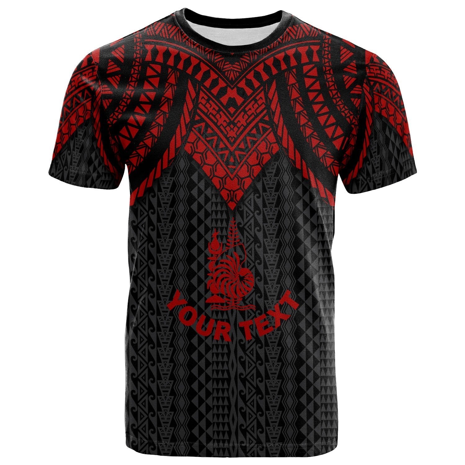 Vibe Hoodie New Caledonia Custom Personalised T shirt - Polynesian Armor Style Red - Vibe Hoodie Shop