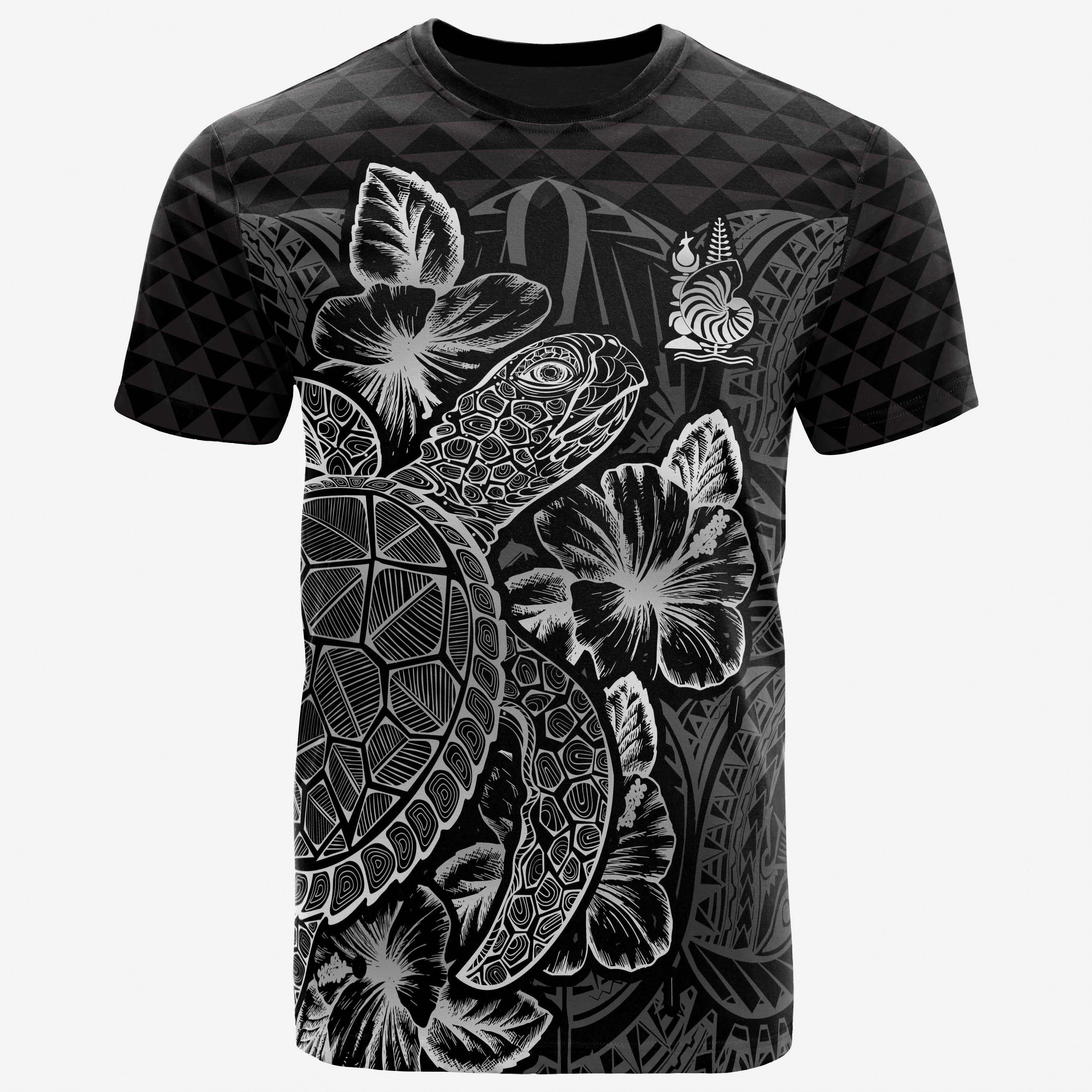 Vibe Hoodie New Caledonia T shirt - New Caledonia Coat Of Arms Turtle Hibiscus Black - Vibe Hoodie Shop