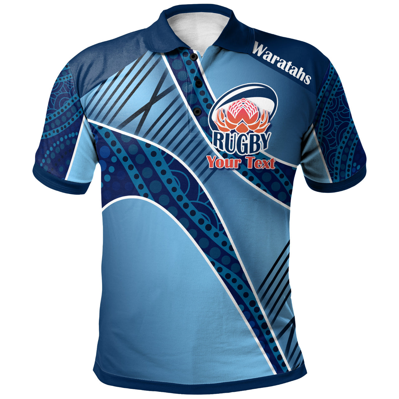 Waratahs Rugby Polo Shirt - Custom Rugby Ball Logo Polo Shirt RLT13 - Vibe Hoodie Shop