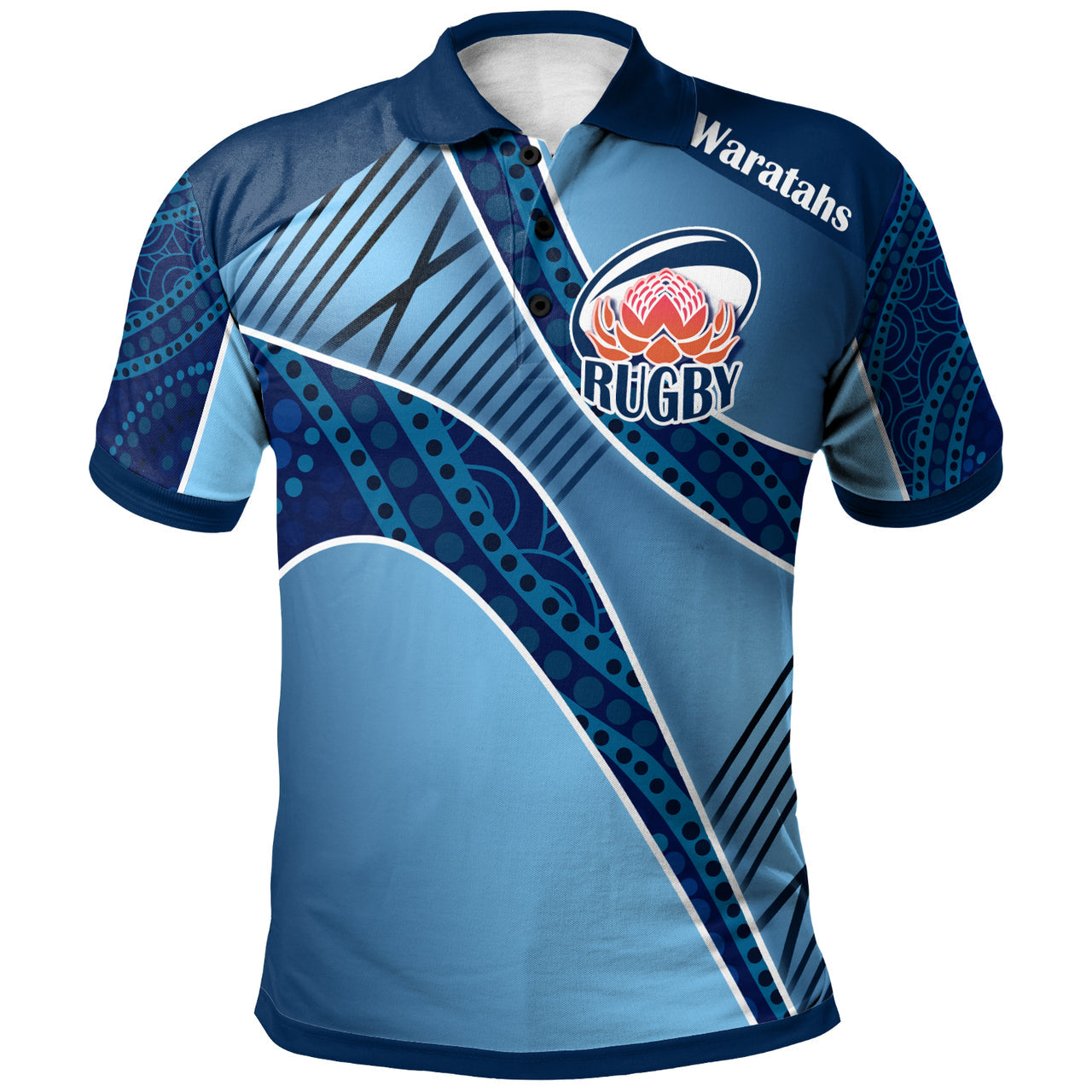 Waratahs Rugby Polo Shirt - Custom Rugby Ball Logo Polo Shirt RLT13 - Vibe Hoodie Shop
