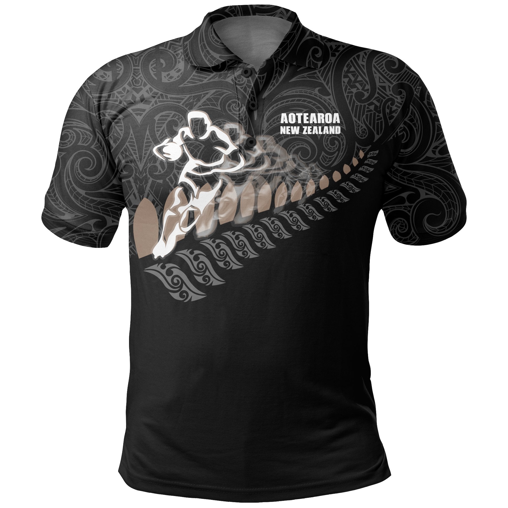 New Zealand Polo Shirt Rugby Player Silver Fern - Vibe Hoodie Shop