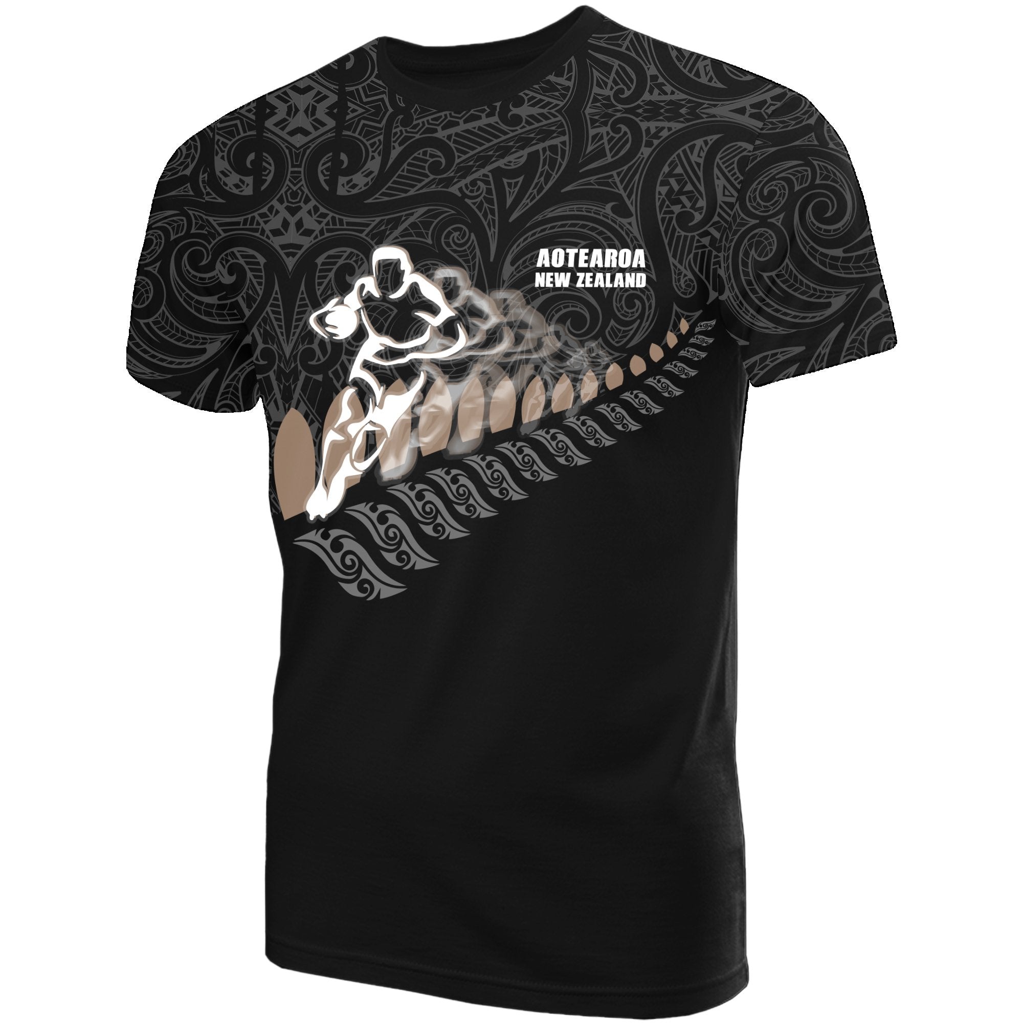 New Zealand T shirt Rugby Player Running - Vibe Hoodie Shop