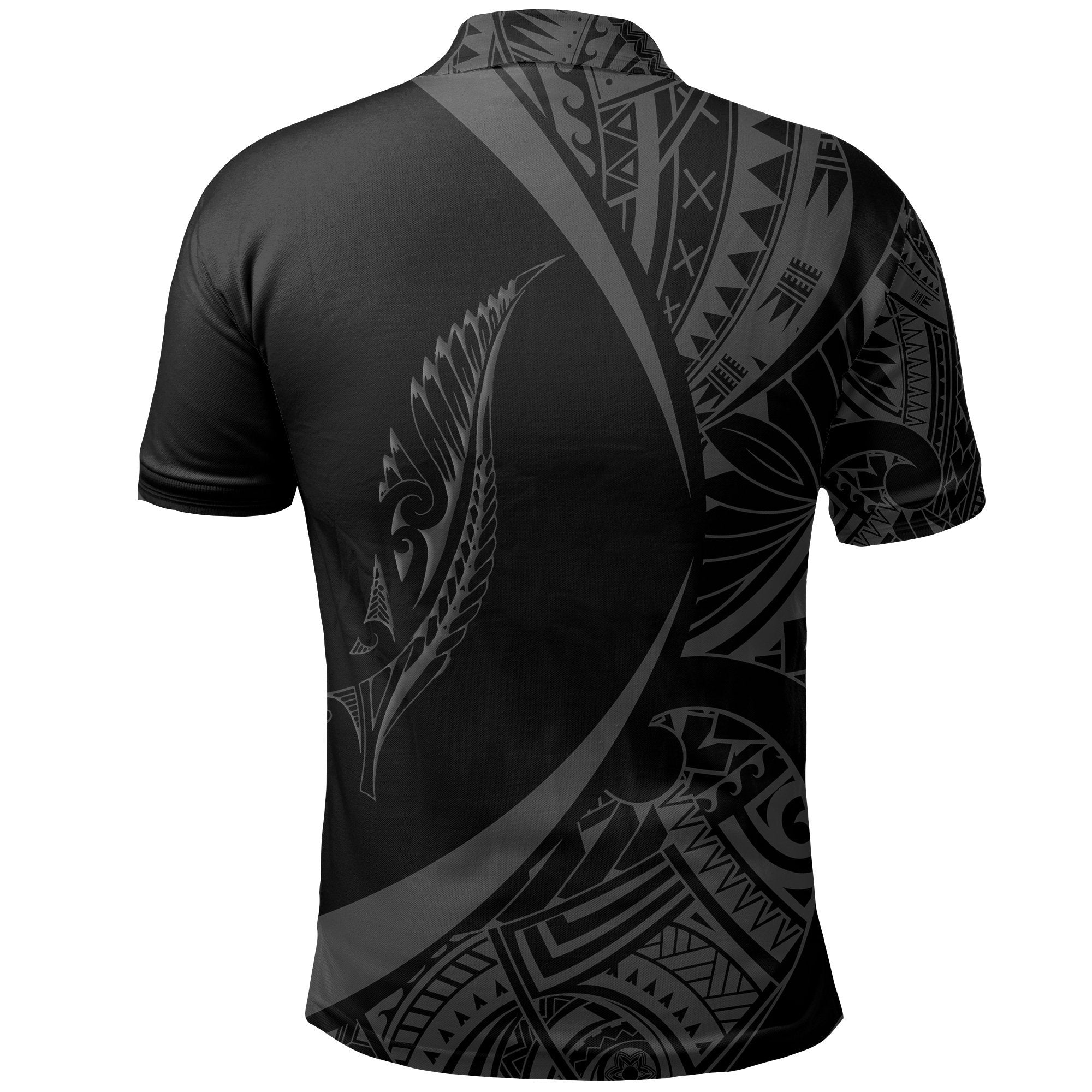 New Zealand Silver Fern Polo Shirt Maori Tattoo Circle Style - Vibe Hoodie Shop