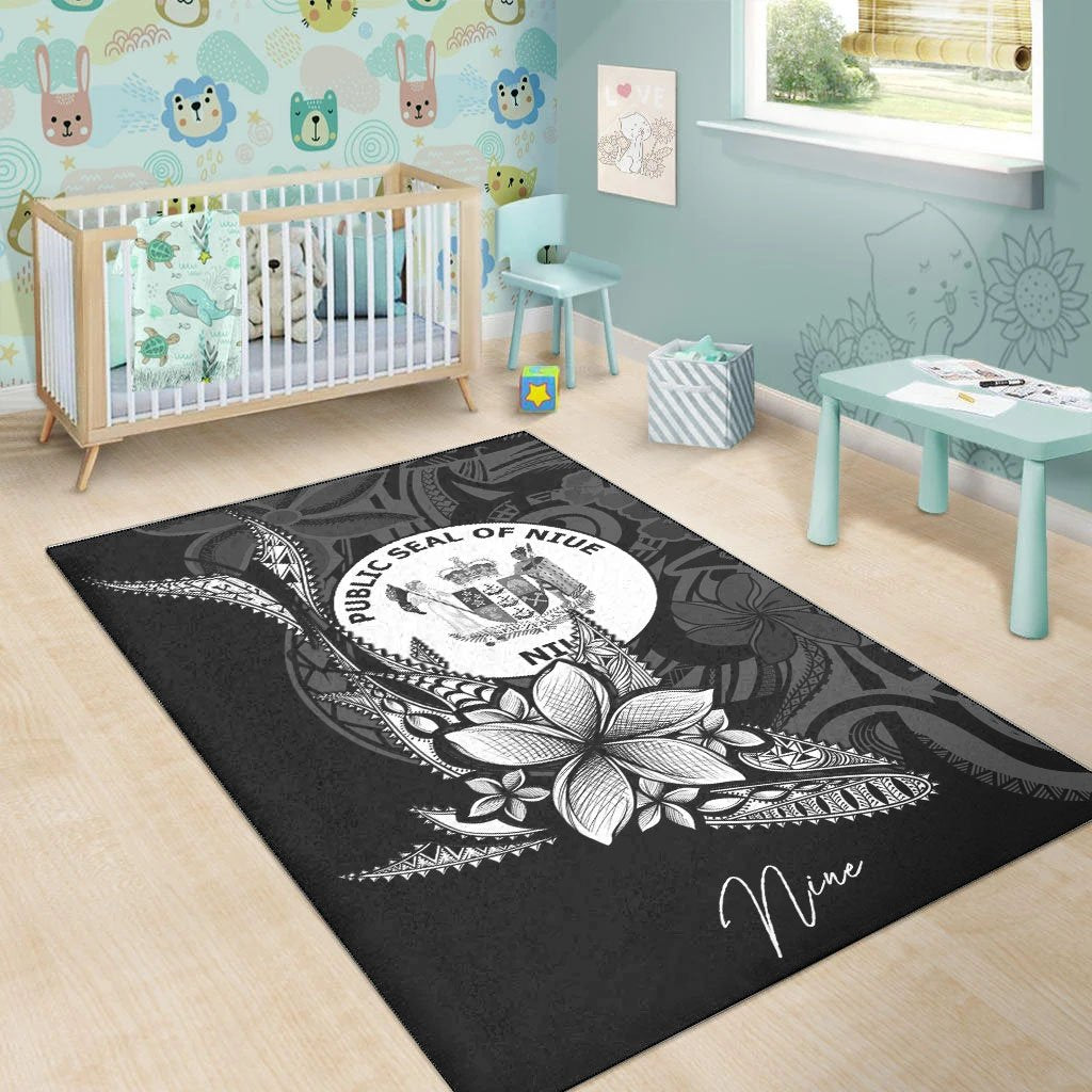 Niue Area Rug - Fish With Plumeria Flowers Style - Vibe Hoodie Shop