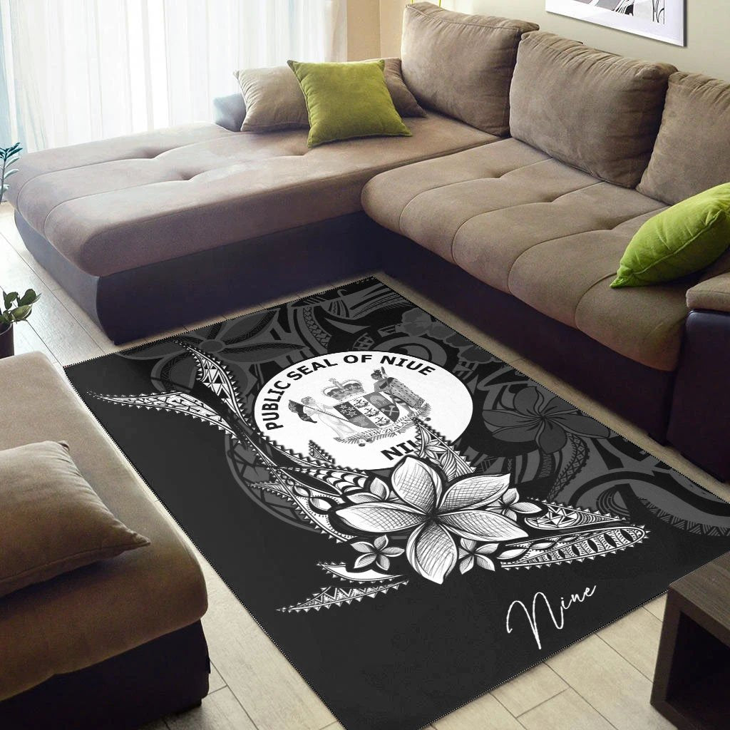 Niue Area Rug - Fish With Plumeria Flowers Style - Vibe Hoodie Shop