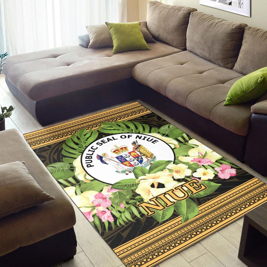 Niue Area Rug - Polynesian Gold Patterns Collection - Vibe Hoodie Shop