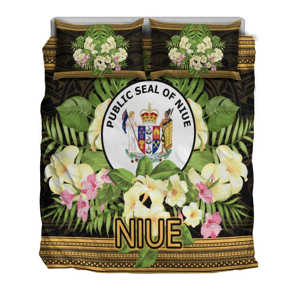 Niue Bedding Set - Polynesian Gold Patterns Collection - Vibe Hoodie Shop