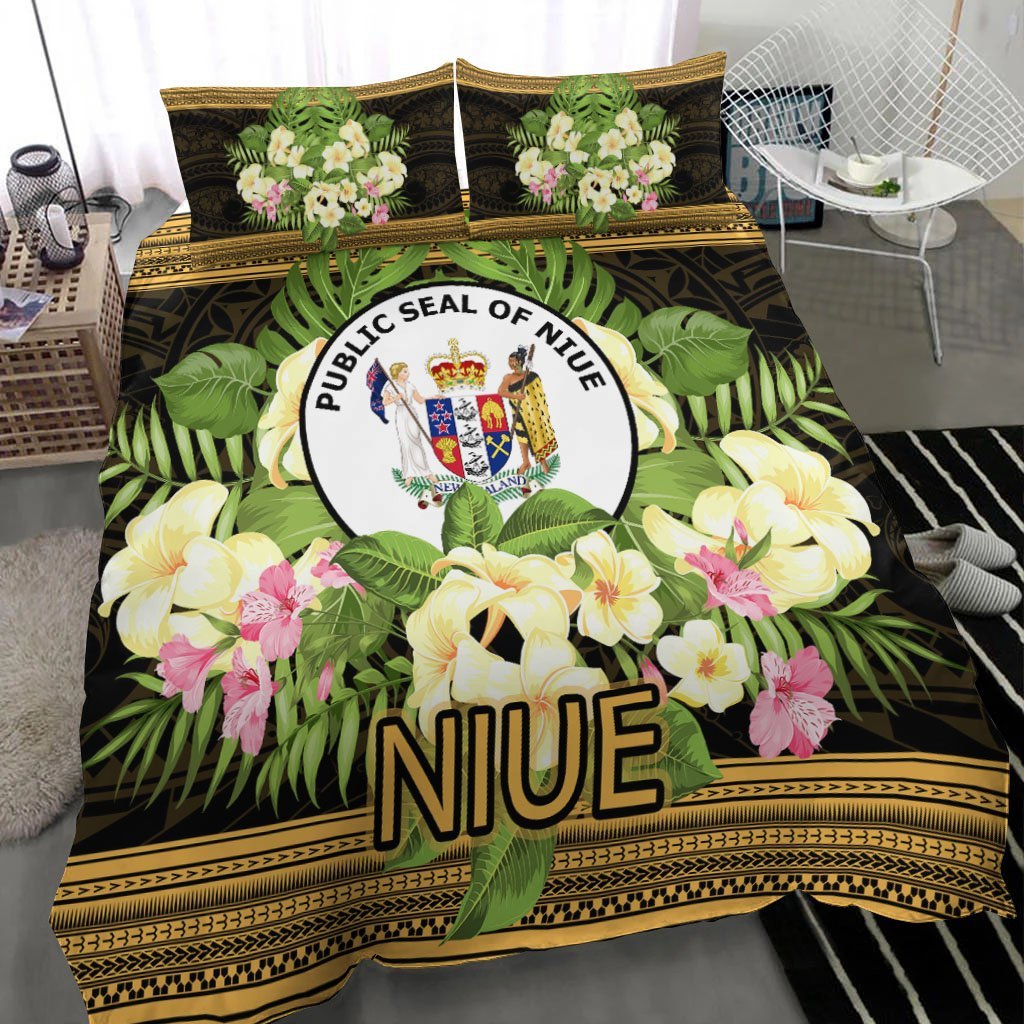 Niue Bedding Set - Polynesian Gold Patterns Collection - Vibe Hoodie Shop