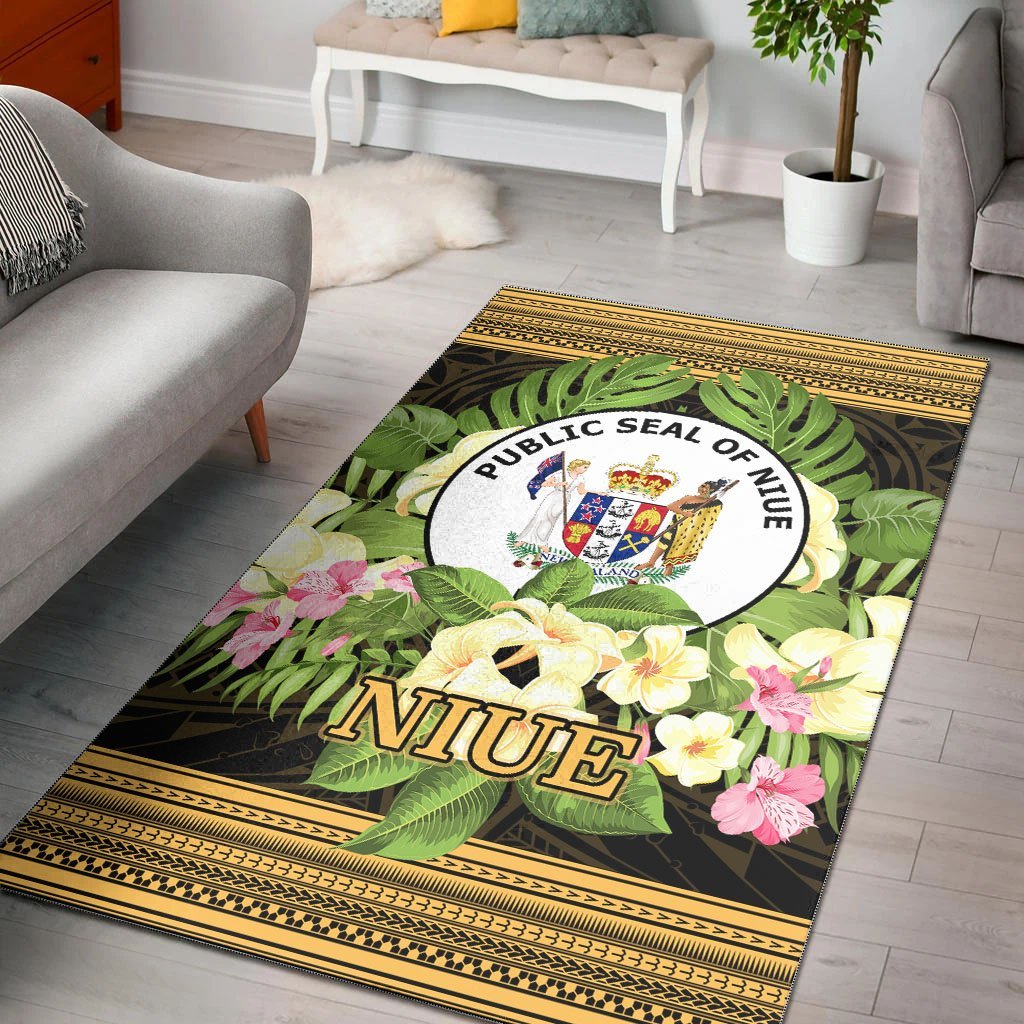 Niue Area Rug - Polynesian Gold Patterns Collection - Vibe Hoodie Shop