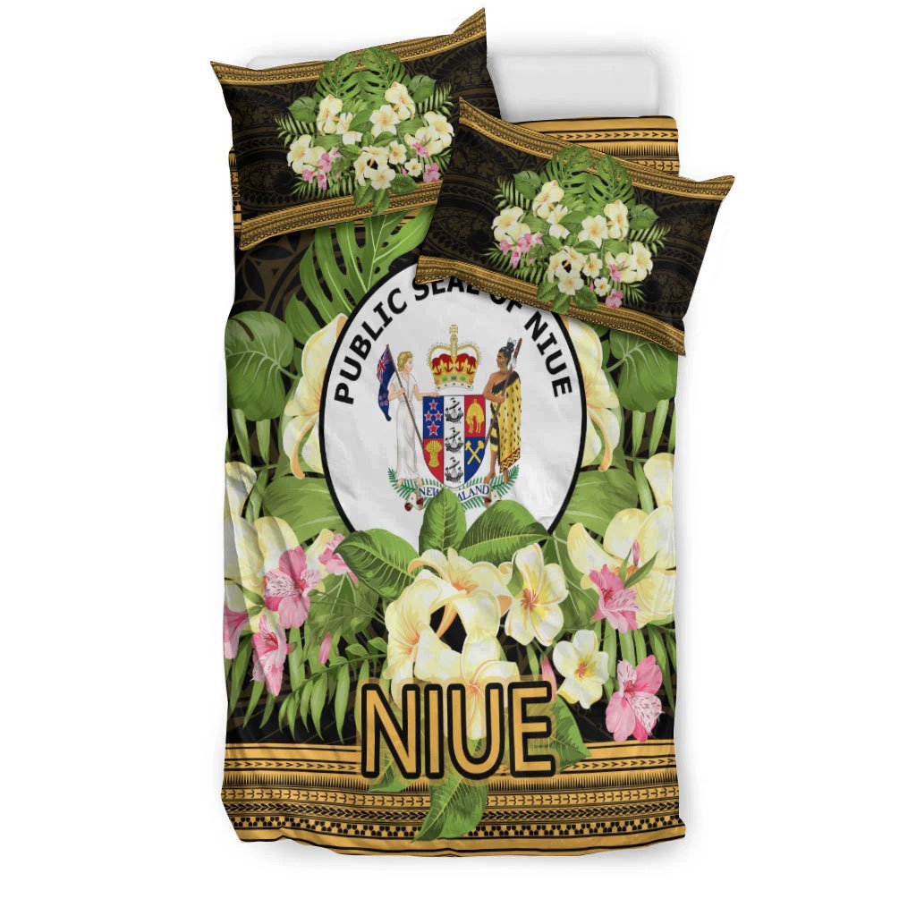 Niue Bedding Set - Polynesian Gold Patterns Collection - Vibe Hoodie Shop