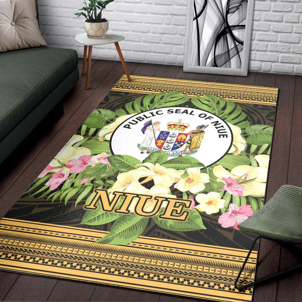 Niue Area Rug - Polynesian Gold Patterns Collection - Vibe Hoodie Shop