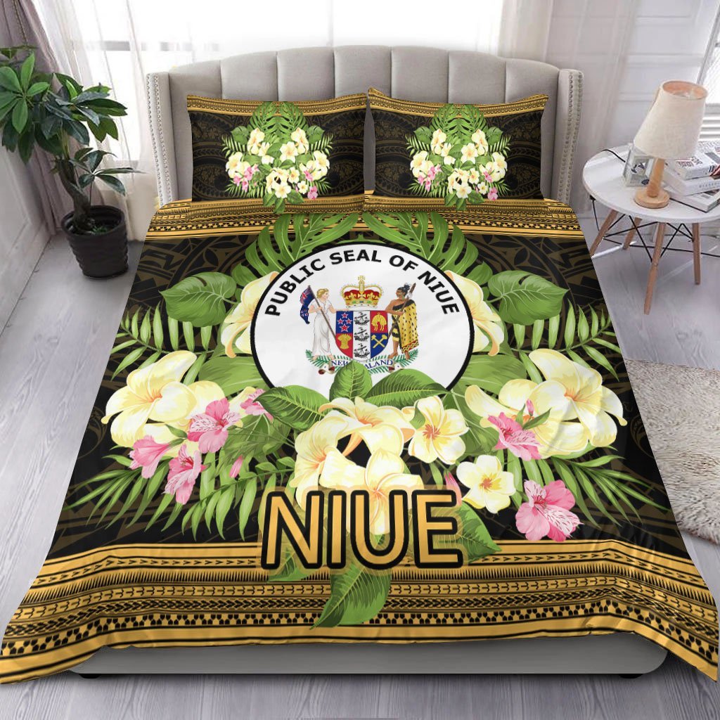 Niue Bedding Set - Polynesian Gold Patterns Collection - Vibe Hoodie Shop