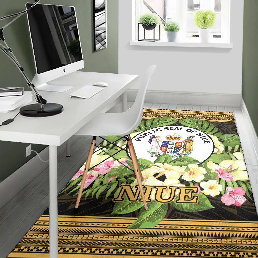 Niue Area Rug - Polynesian Gold Patterns Collection - Vibe Hoodie Shop