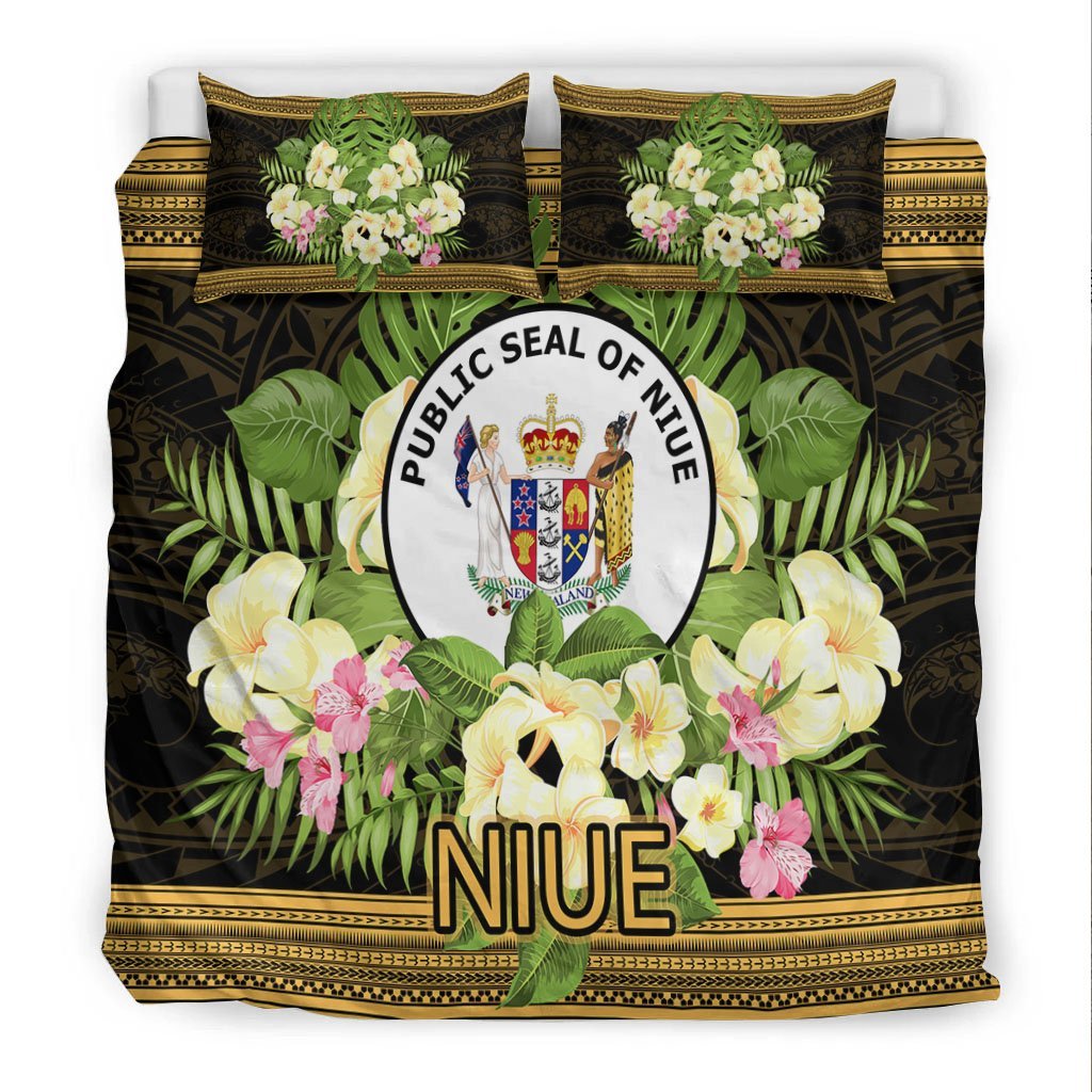 Niue Bedding Set - Polynesian Gold Patterns Collection - Vibe Hoodie Shop