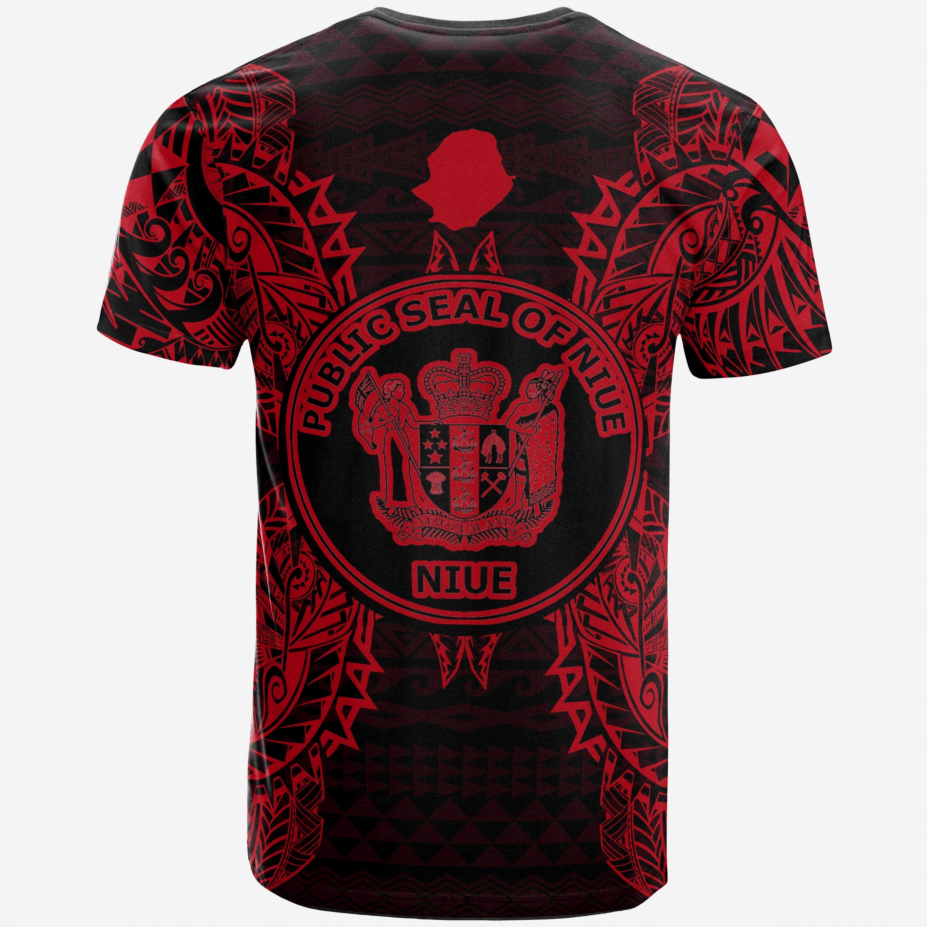 Vibe Hoodie Niue All T shirt - Niue Seal Map Polynesian Tattoo Red - Vibe Hoodie Shop