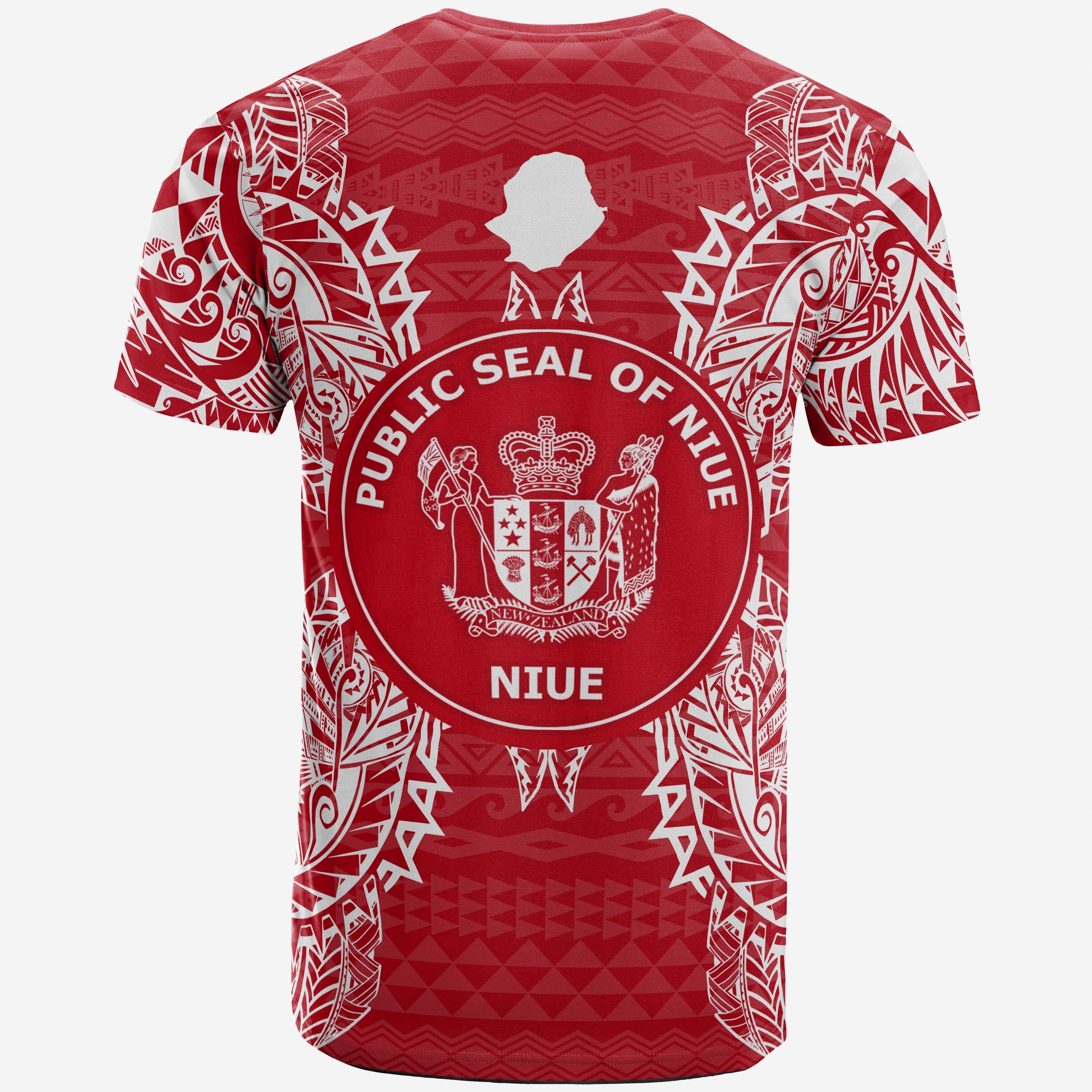 Vibe Hoodie Niue All T shirt - Niue Seal Map Polynesian Tattoo Red White - Vibe Hoodie Shop