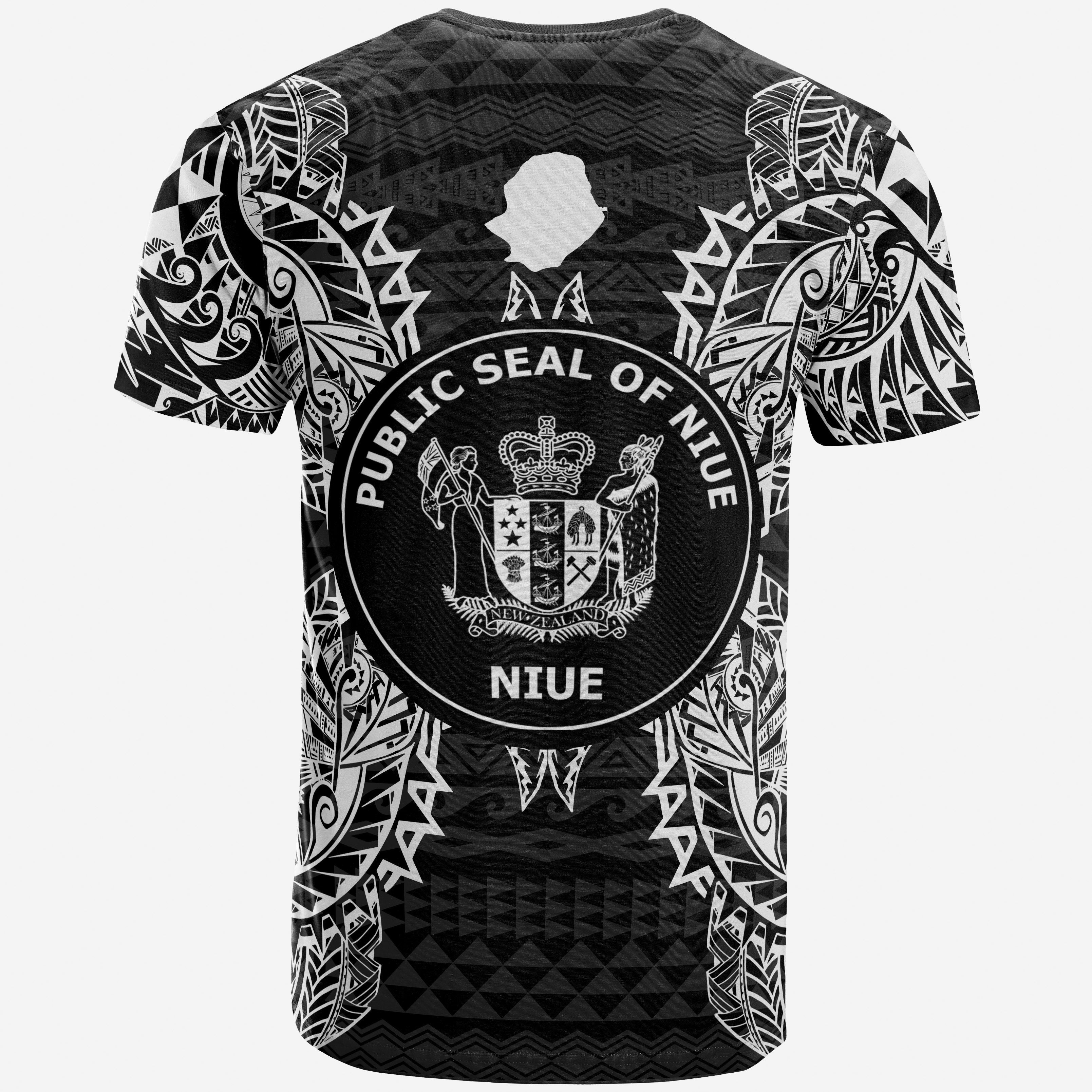 Vibe Hoodie Niue All T shirt - Niue Seal Map Polynesian Tattoo White Black - Vibe Hoodie Shop