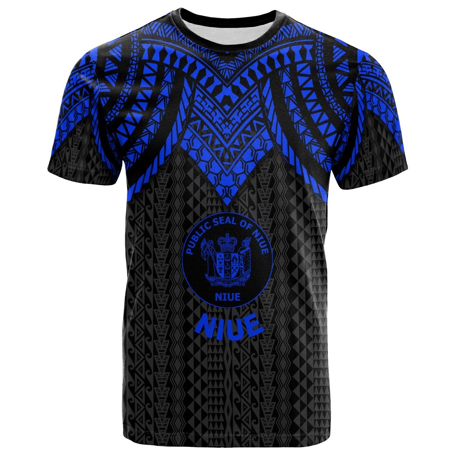 Vibe Hoodie Niue T shirt - Polynesian Armor Style Blue - Vibe Hoodie Shop