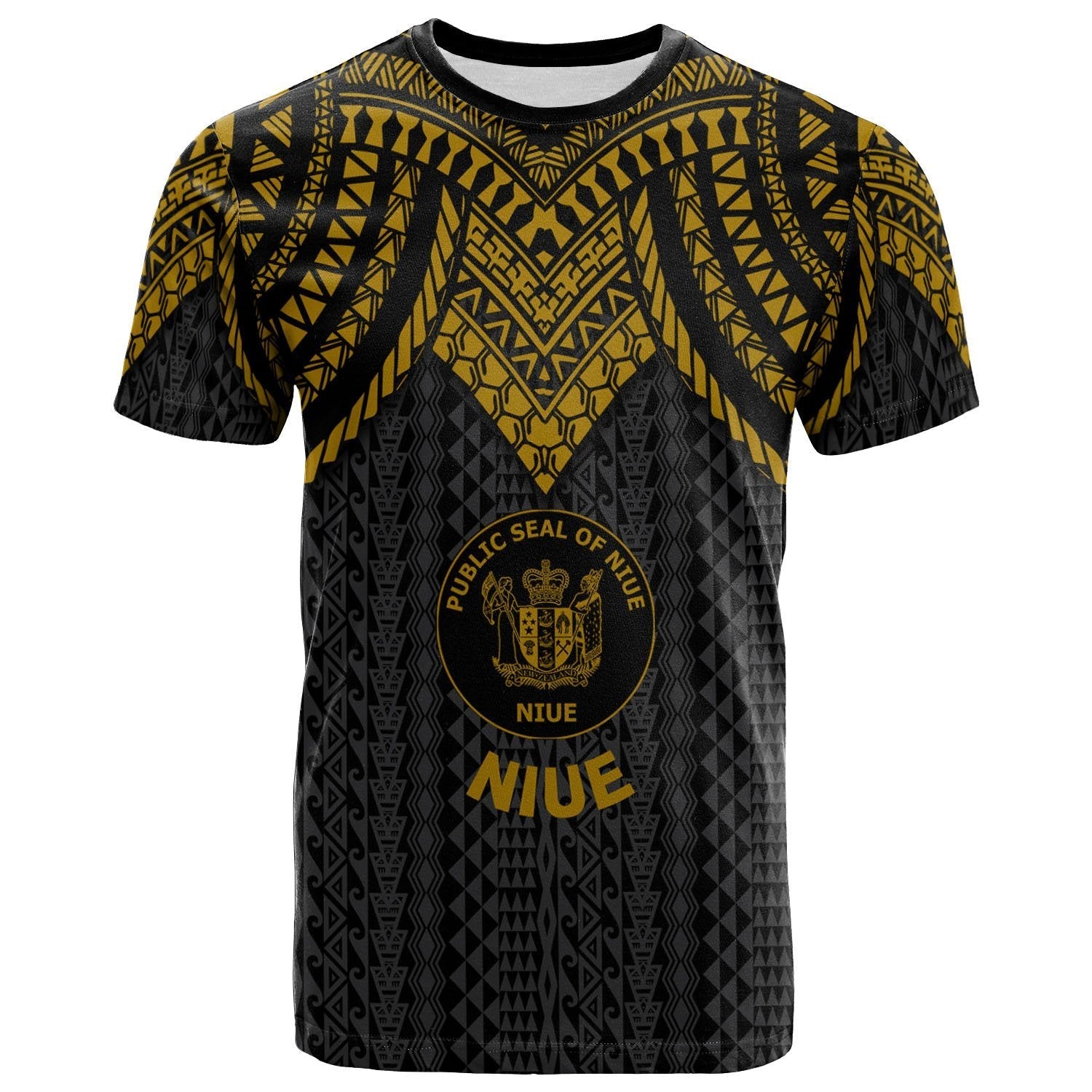 Vibe Hoodie Niue T shirt - Polynesian Armor Style Gold - Vibe Hoodie Shop