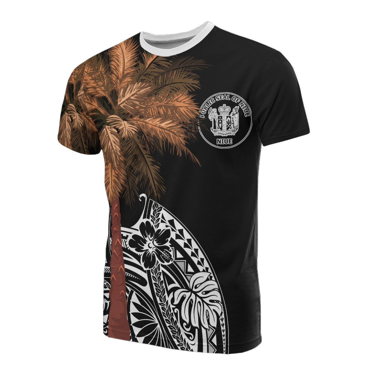 Vibe Hoodie Niue All T shirt - Polynesian Palm Tree Black - Vibe Hoodie Shop