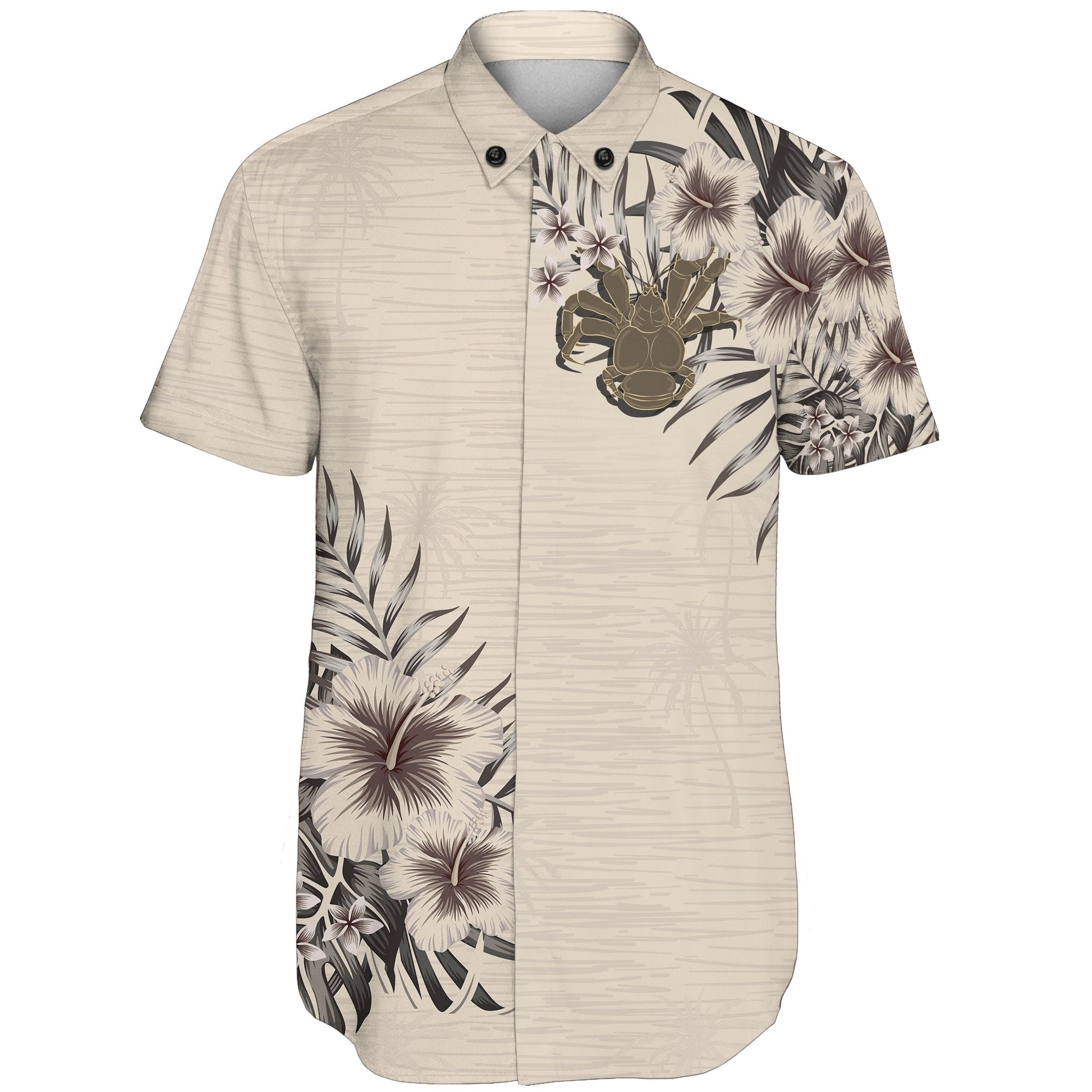 Niue Short Sleeve Shirt - The Beige Hibiscus - Vibe Hoodie Shop